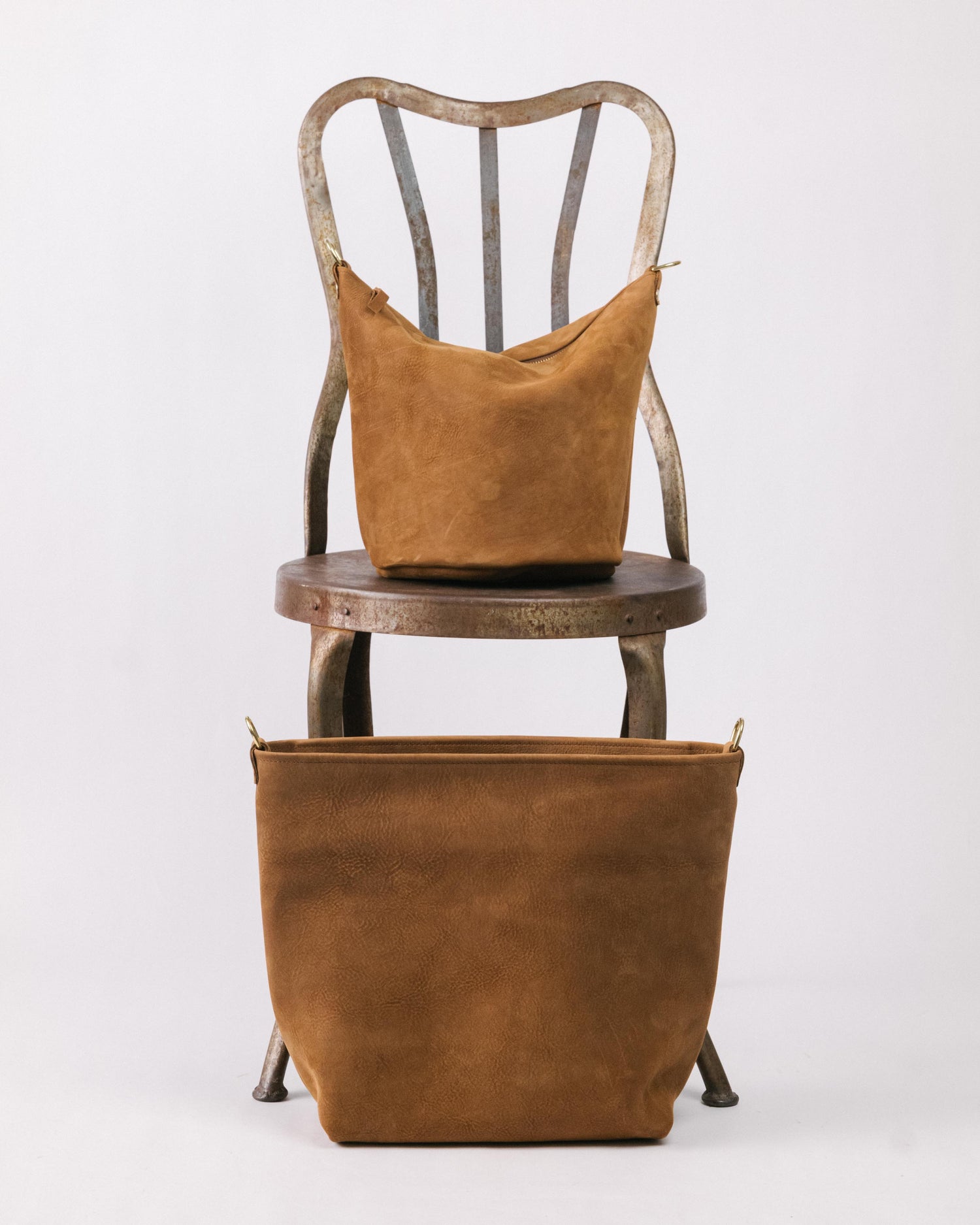 Tan Nubuck Mini Crossbody Tote