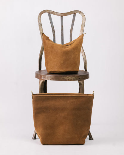 Tan Nubuck Mini Crossbody Tote