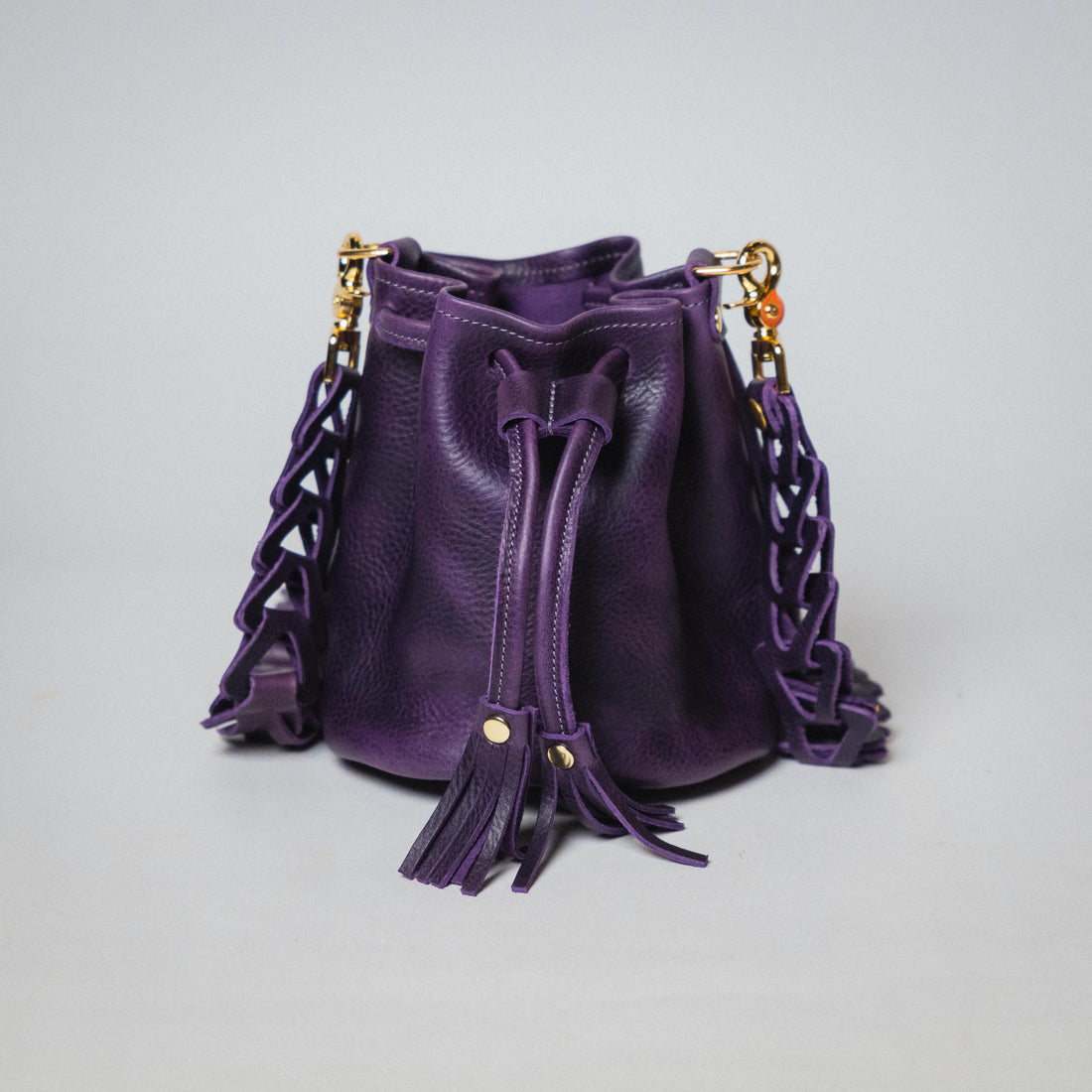 Purple Bulldog Mini Bucket Bag
