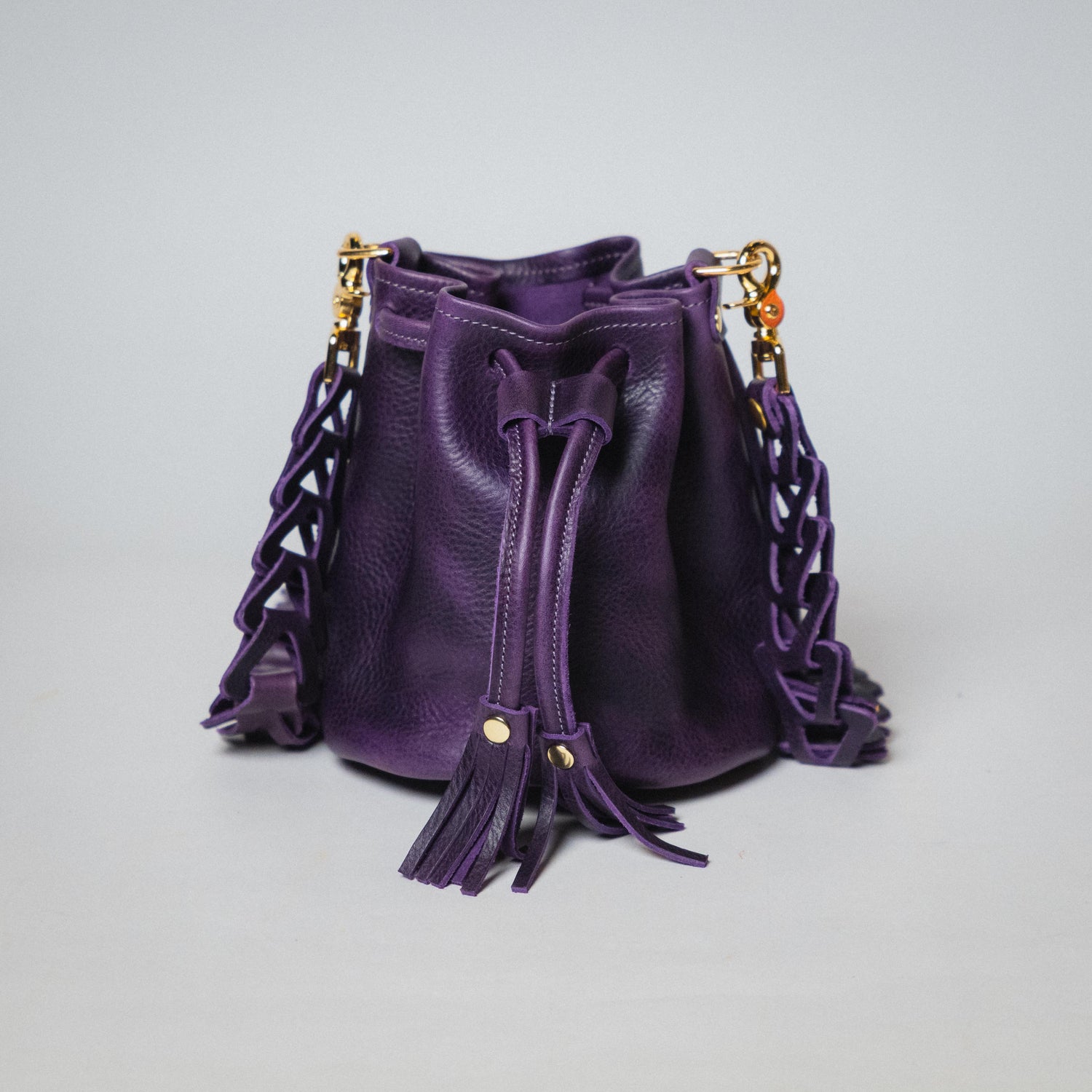 Purple Bulldog Mini Bucket Bag