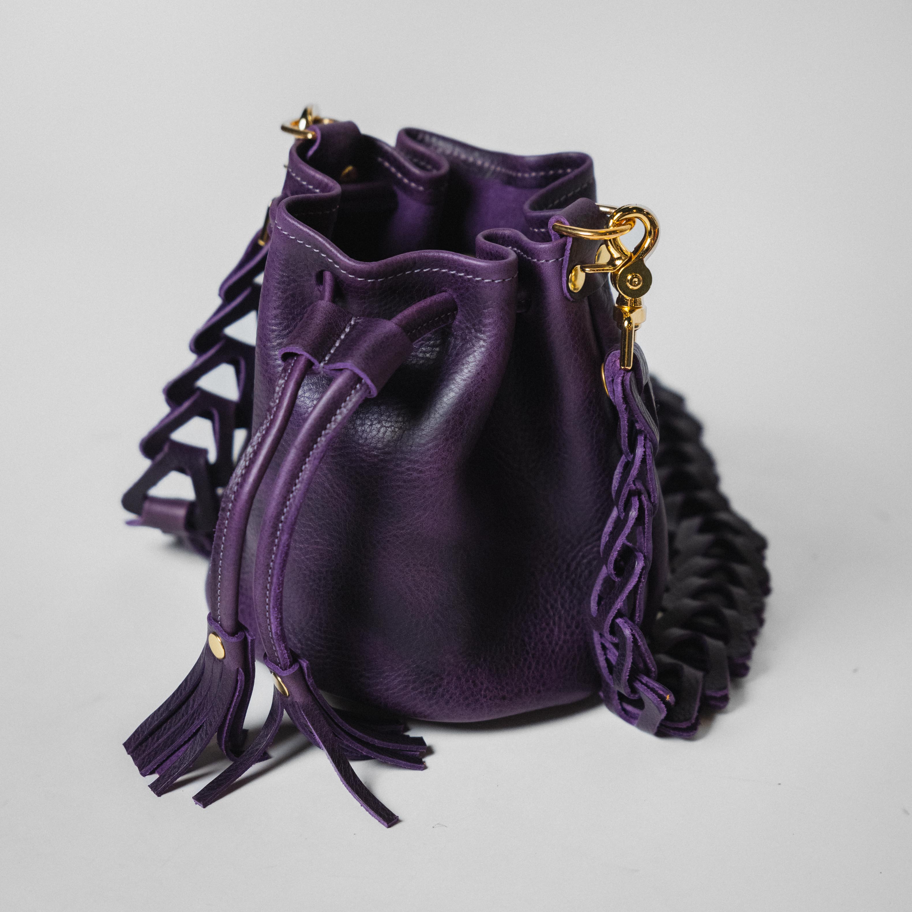 Purple Bulldog Mini Bucket Bag