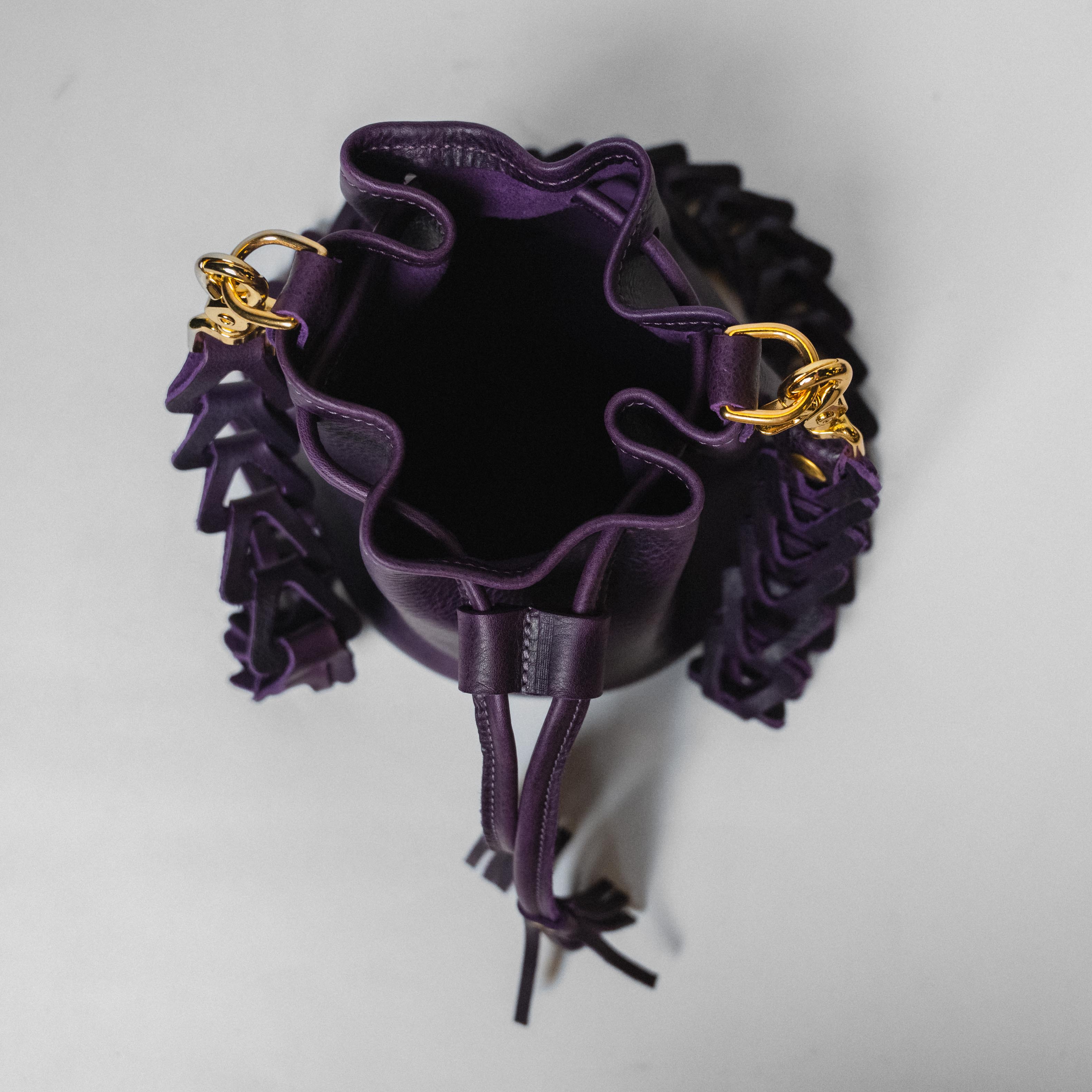 Purple Bulldog Mini Bucket Bag