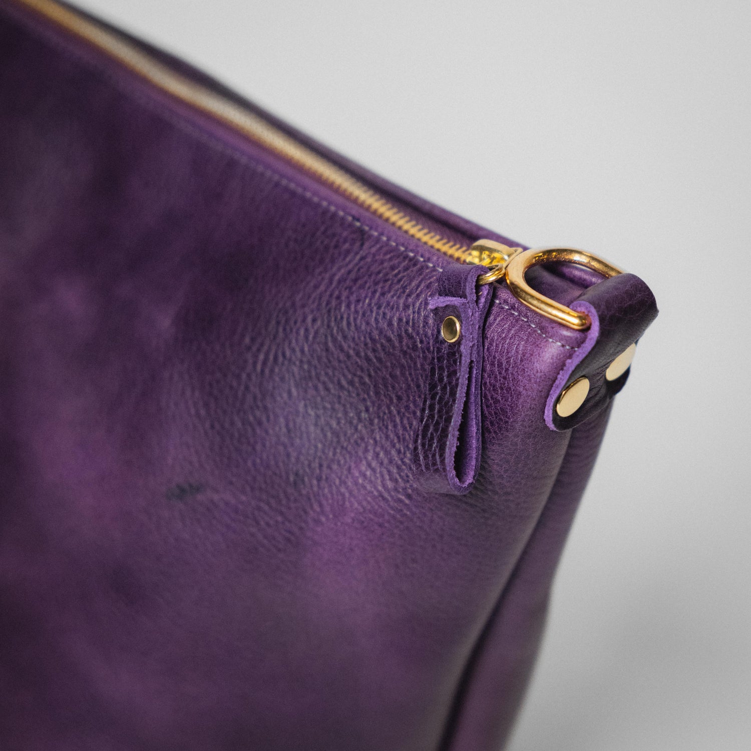Purple Bulldog Mini Zip-Top Bucket Bag