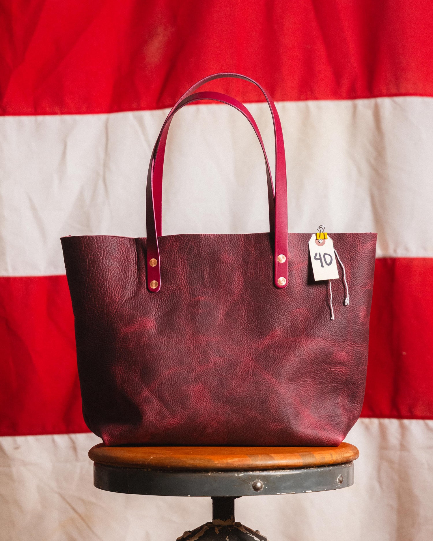 40. Purple Kodiak East West Tote 9” Handles