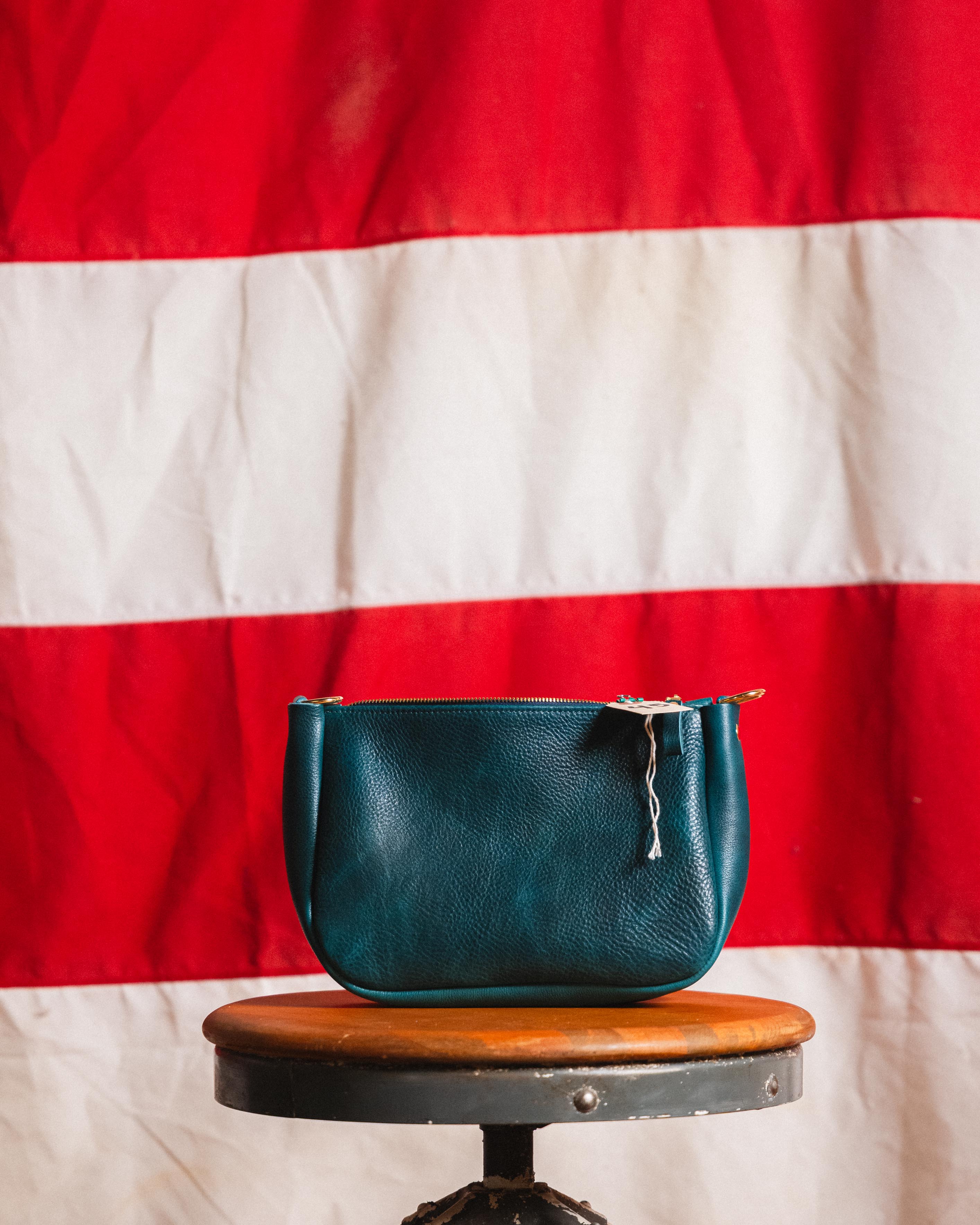 45. Dark Teal Bulldog Medium Crossbody Bag