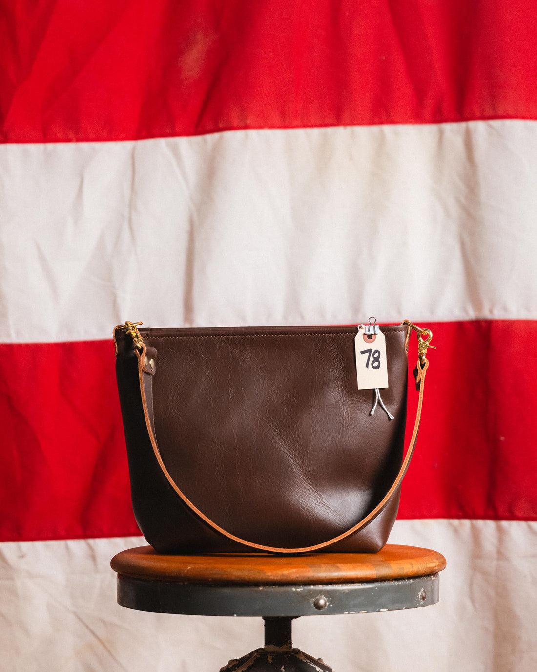 78. Horween Mini Crossbody Tote with 2ply wide strap
