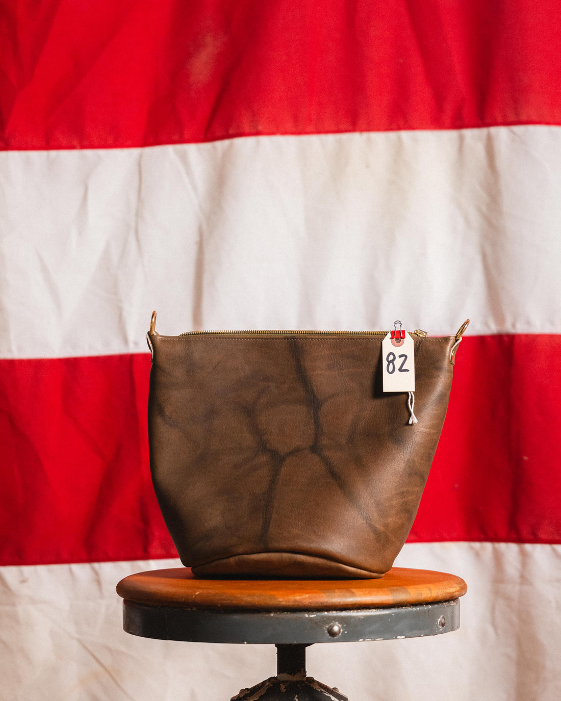 82. Olive Crunch Zip Top Bucket Bag