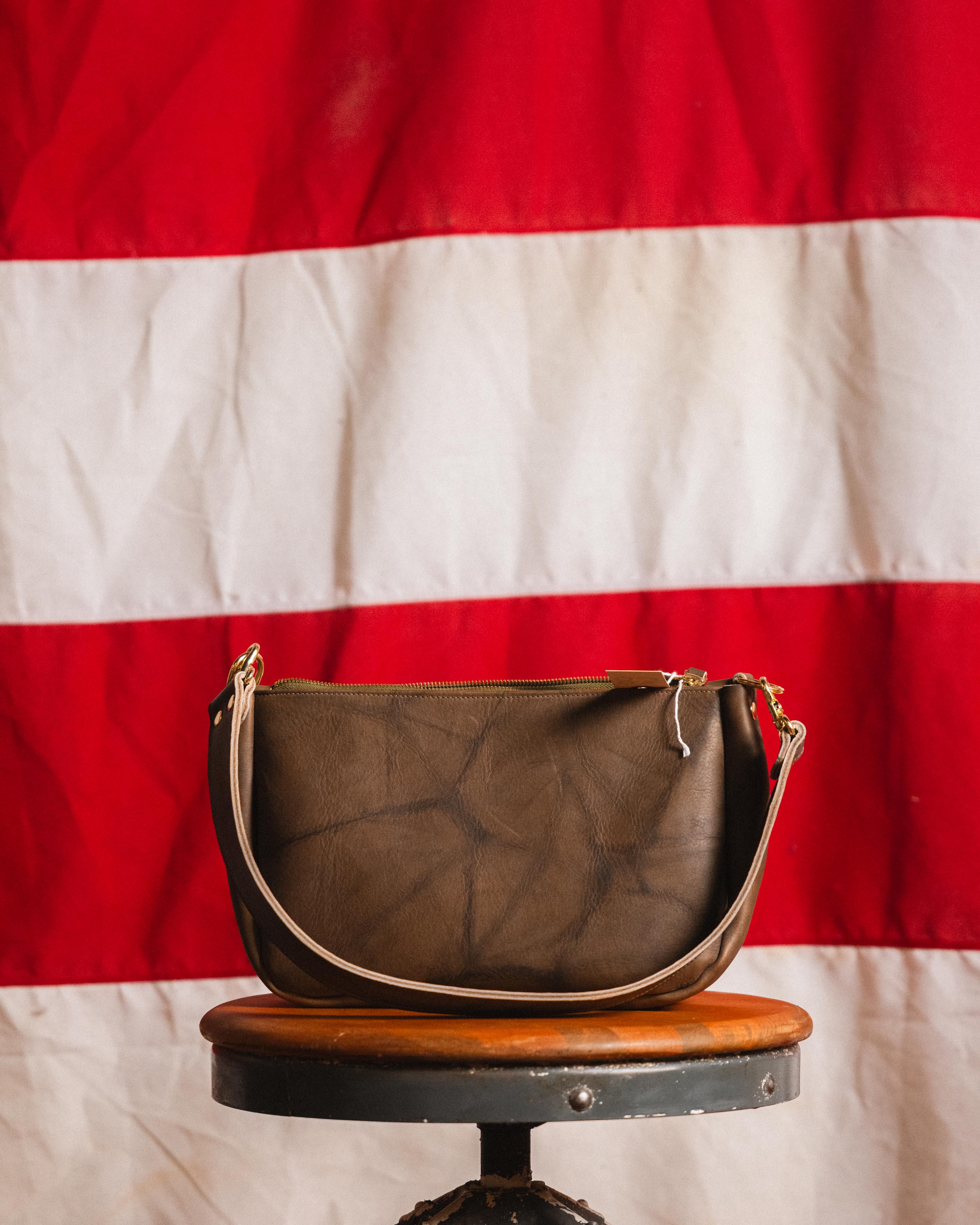 83. Olive Crunch Crossbody Bag w/ 2ply Wide Strap
