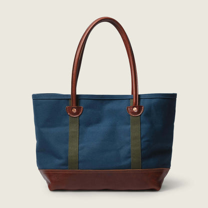 Navy Canvas &amp; Leather Panel Tote