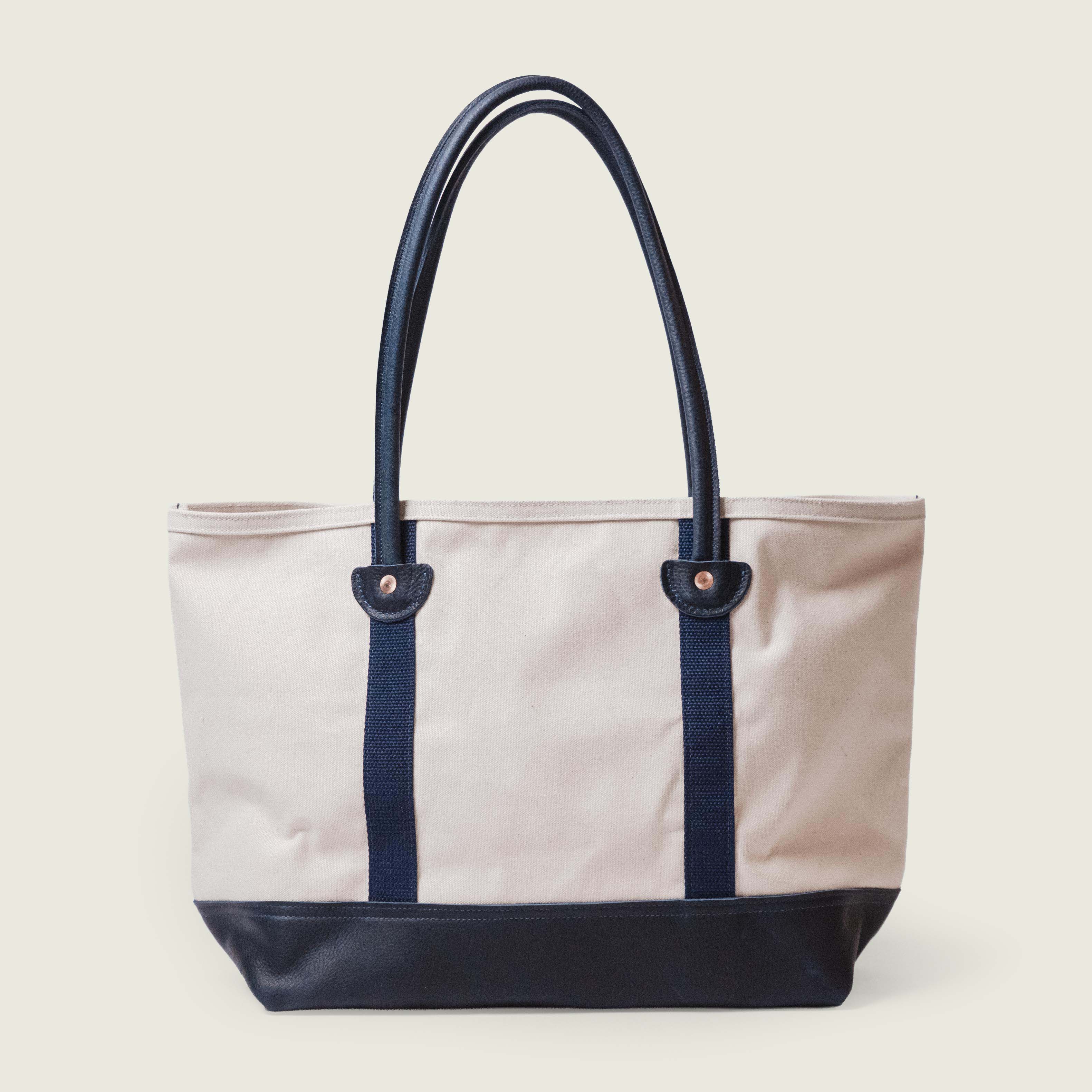 Natural Canvas &amp; Leather Panel Tote
