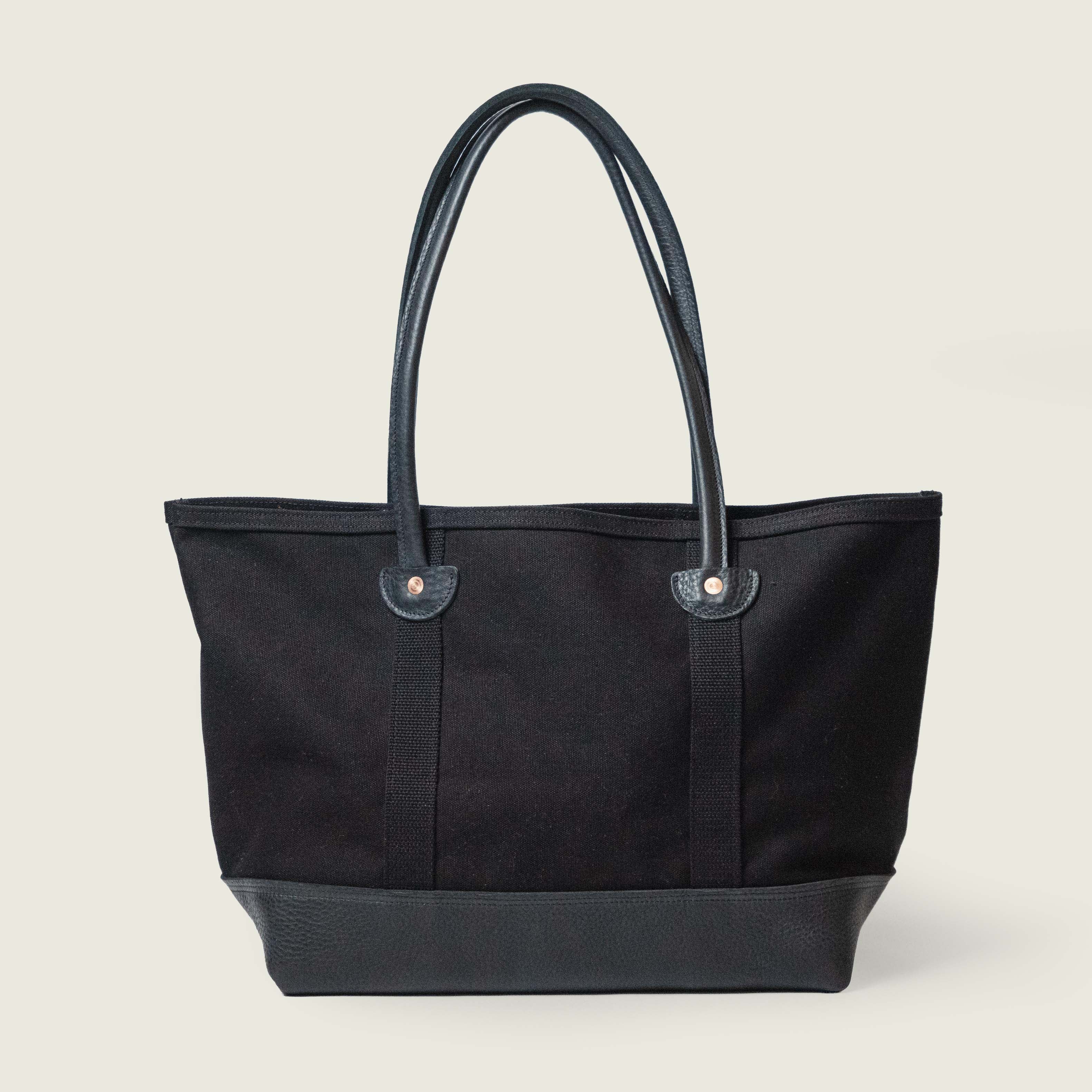 Black Canvas & Leather Panel Tote – KMM & Co.