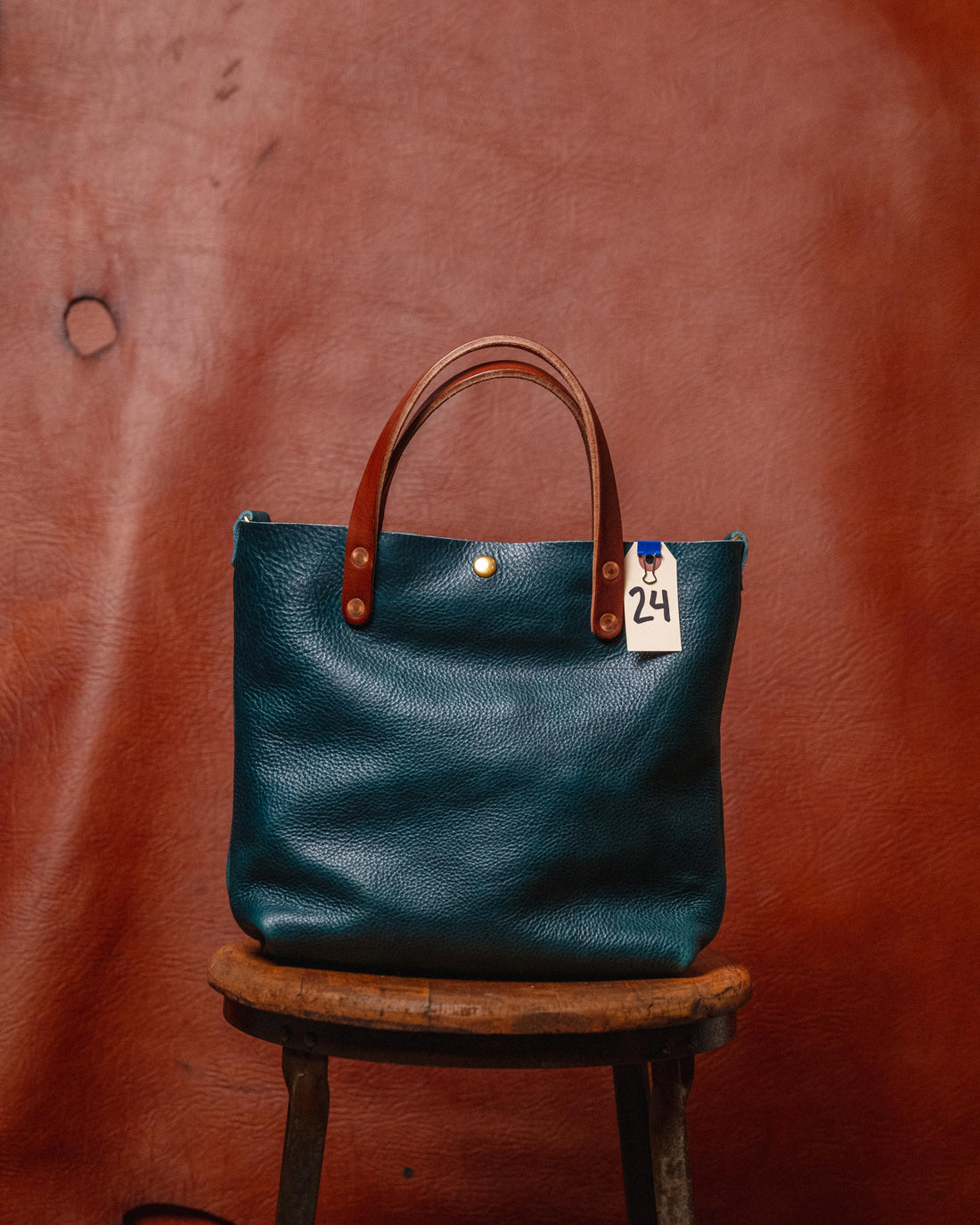 24. Dark Teal Bulldog Mini Tote