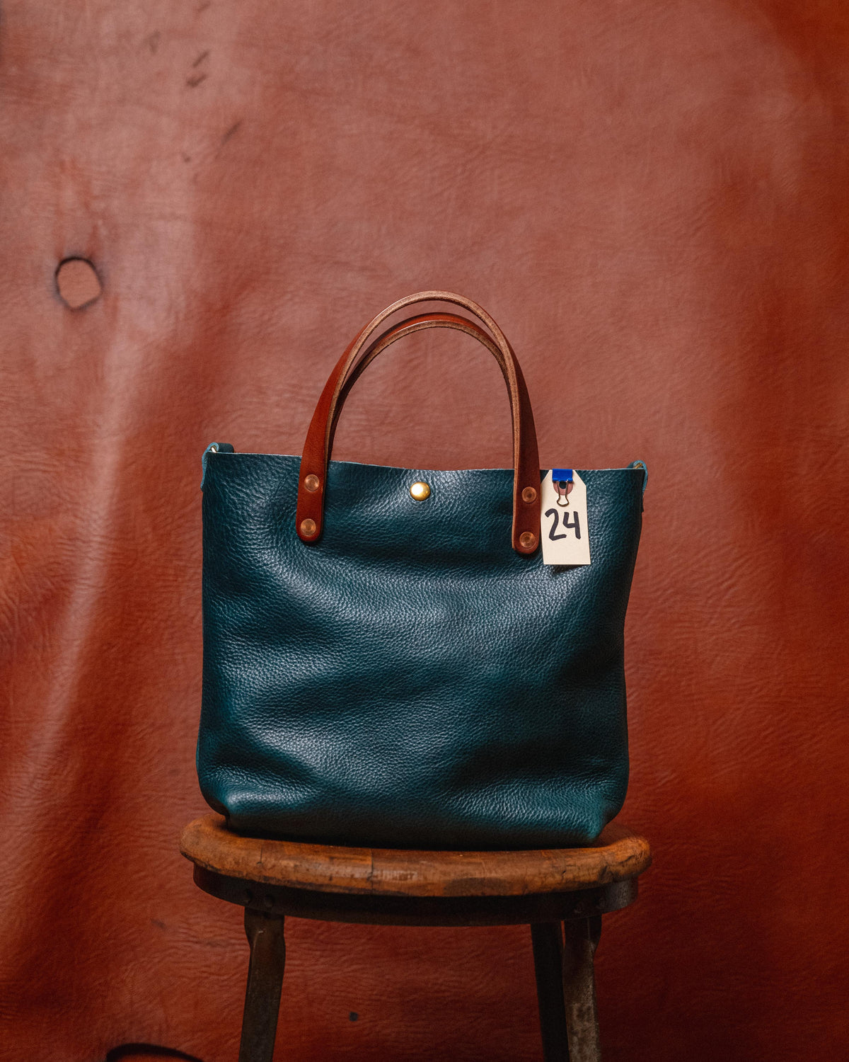24. Dark Teal Bulldog Mini Tote