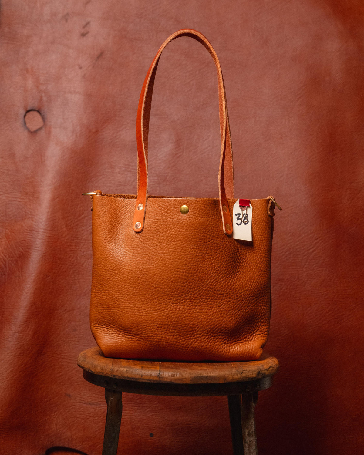 38. Cognac Cypress Mini Tote 11” Handles