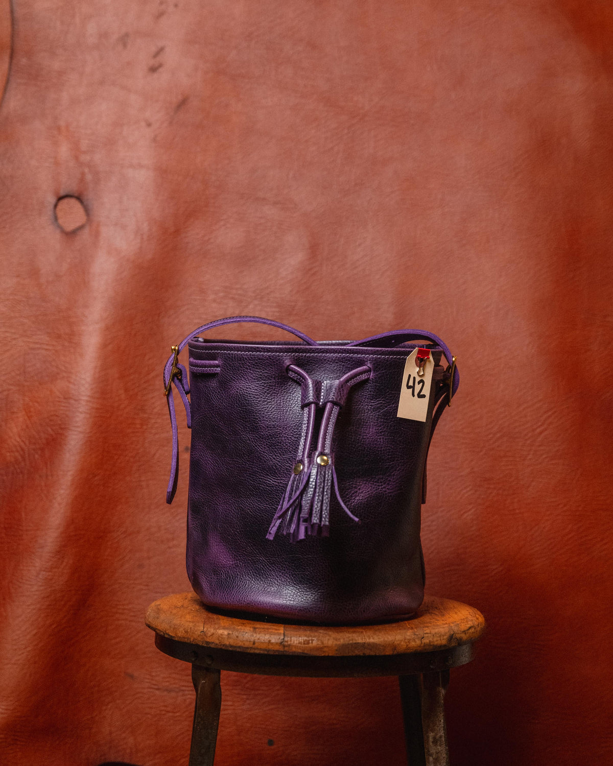 41. Purple Bulldog Bucket Bag