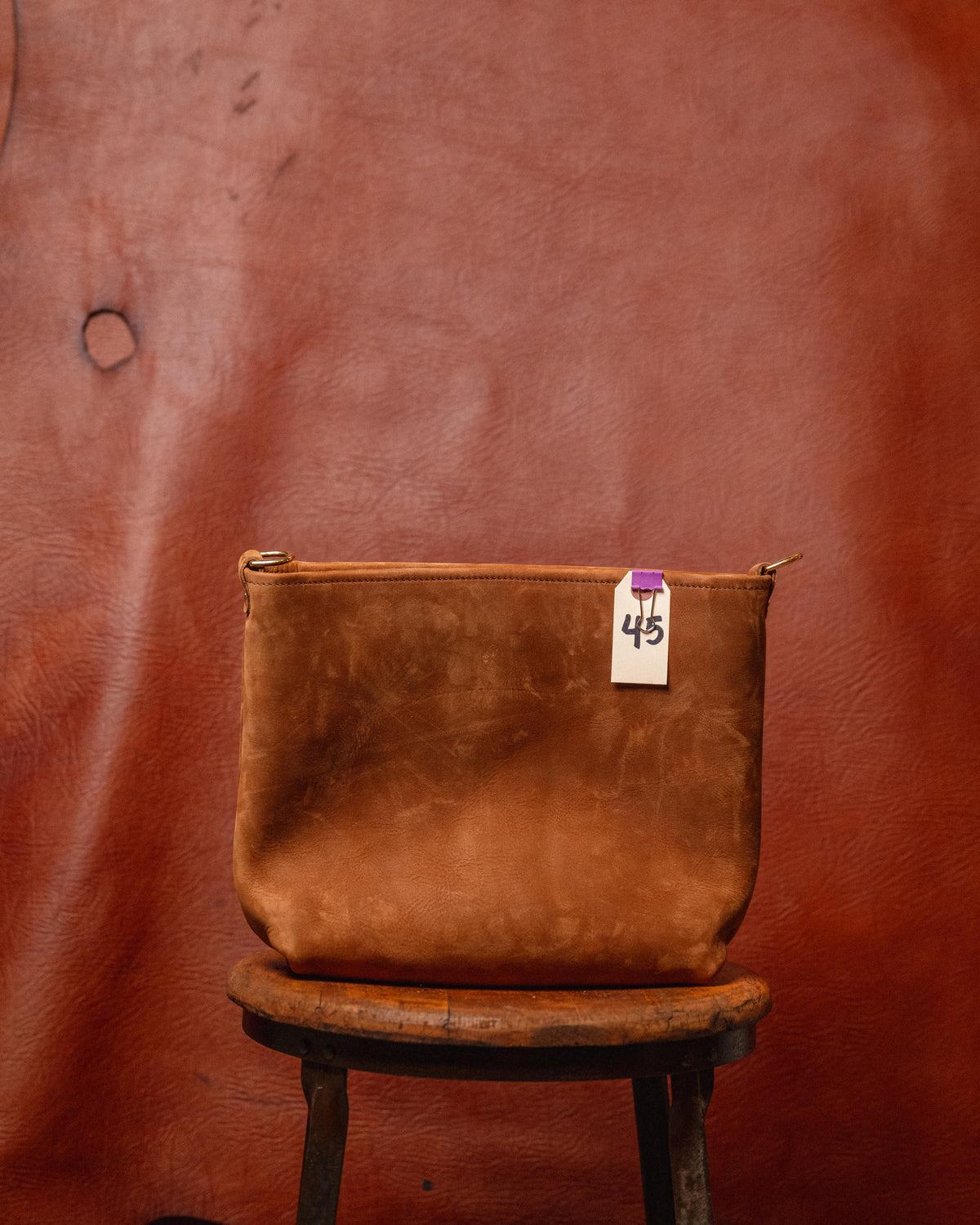 44. Tan Suede Mini Crossbody Tote