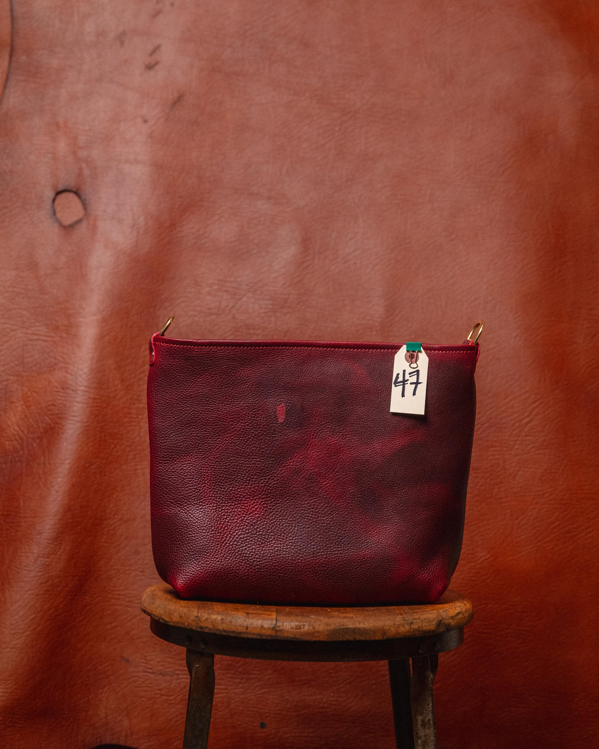 47. Dark Cherry Bulldog Mini Crossbody Tote