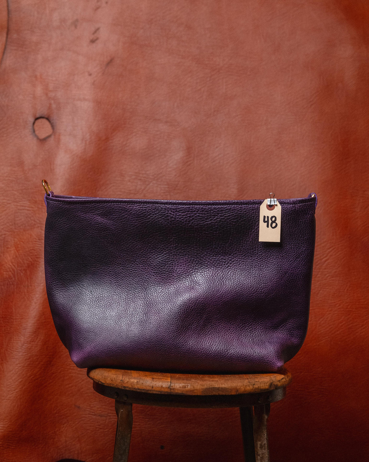 48. Purple Bulldog East West Crossbody Tote