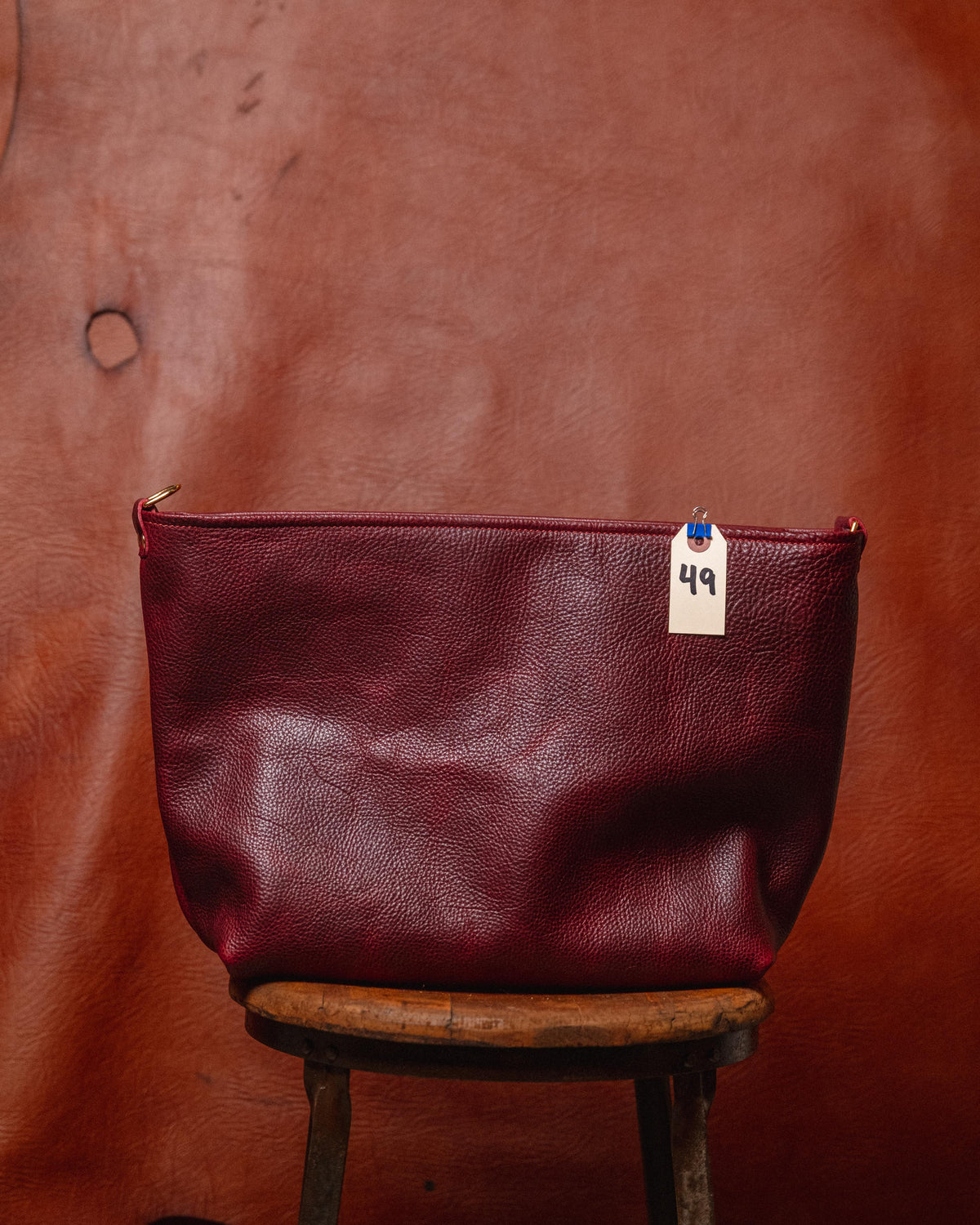 49. Dark Cherry Bulldog East West Crossbody Tote