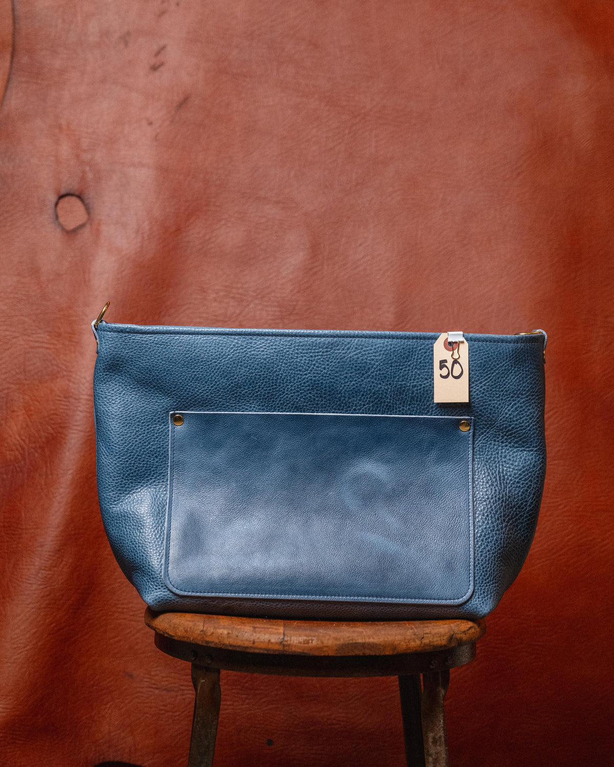 50. French Blue Bulldog East West Crossbody Travel Tote