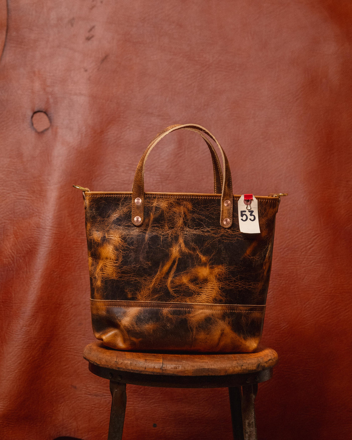 53. Sand Rustic Bison Mini Panel Tote
