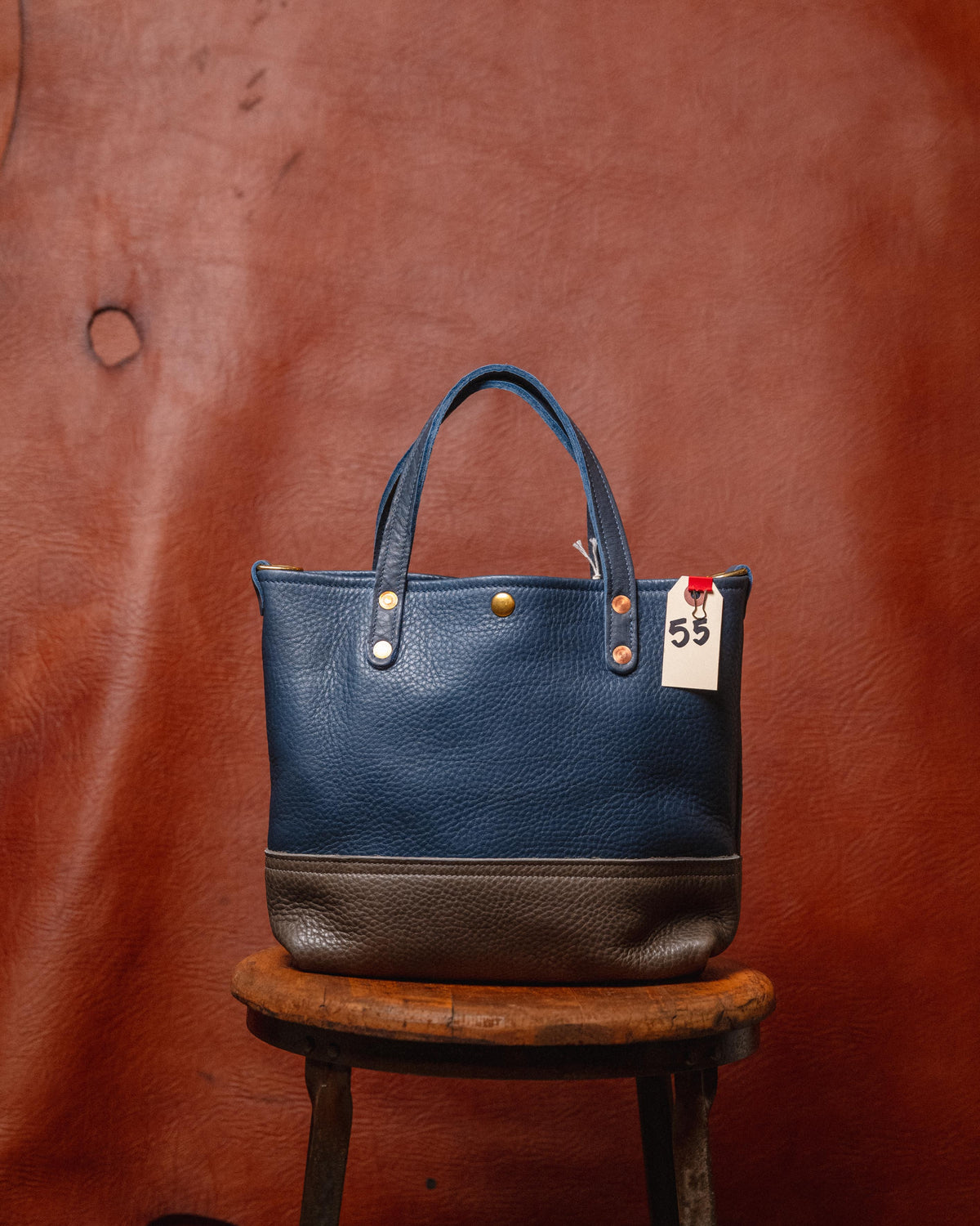 55. Blue / Grey Cypress Mini Panel Tote