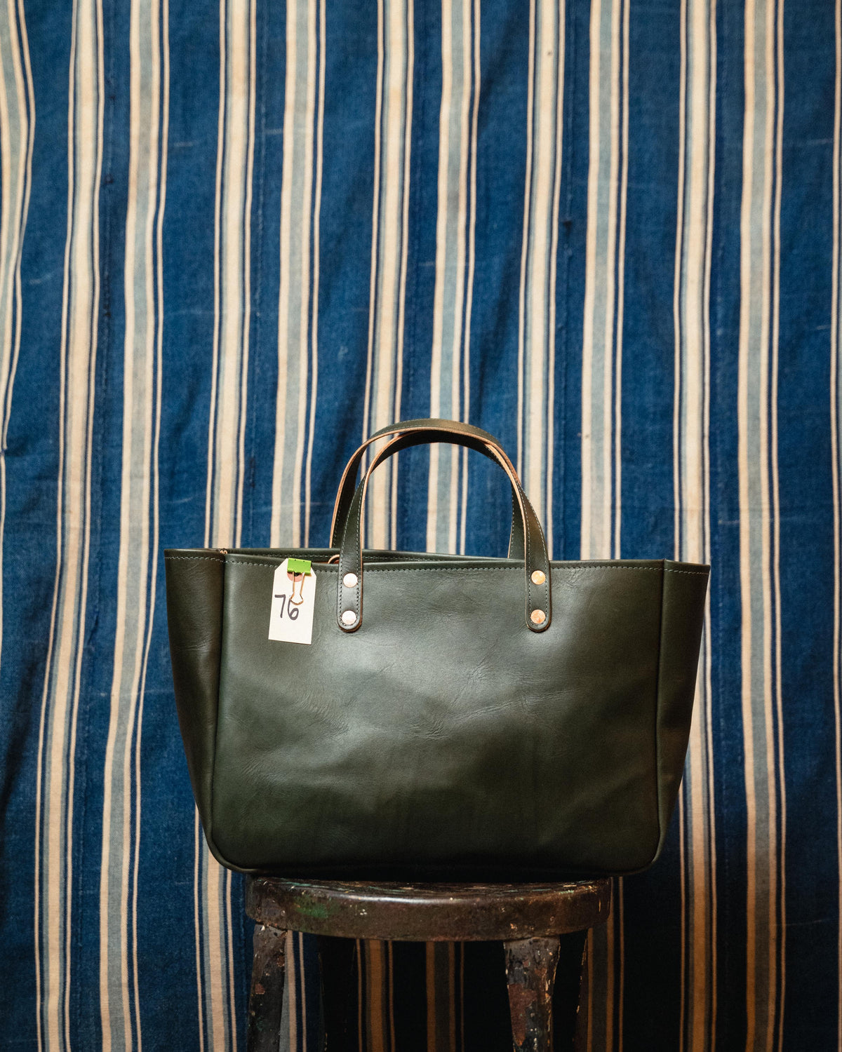 76. Green Veg Tan Utility Tote