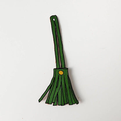 Leaf Cypress Mini Tassel- leather tassel keychain - KMM &amp; Co.