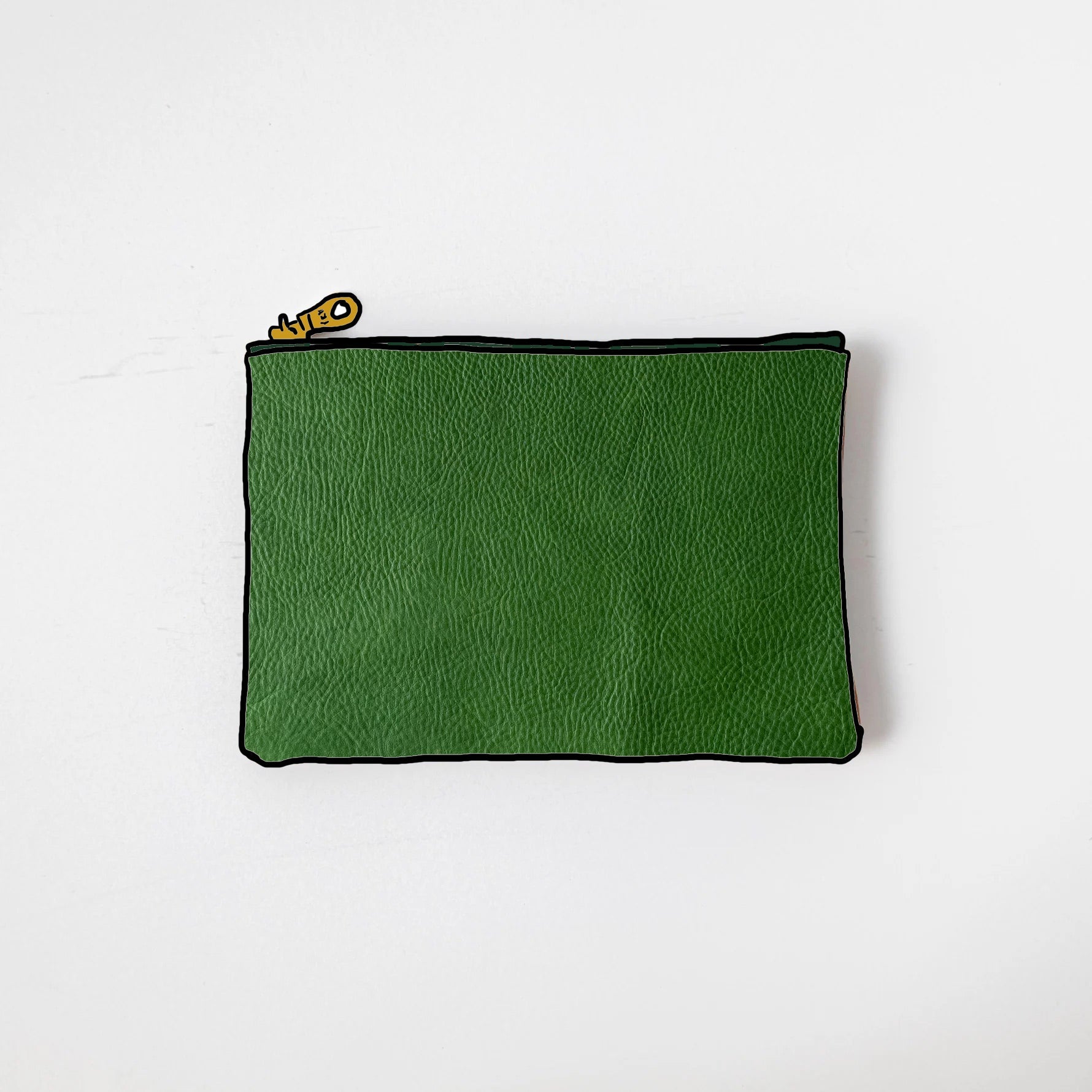 Leaf Cypress Small Zip Pouch- small zipper pouch - leather zipper pouch - KMM &amp; Co.