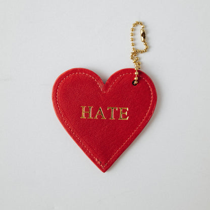 Love/Hate Leather Heart Tag- personalized luggage tags - custom luggage tags - KMM &amp; Co.