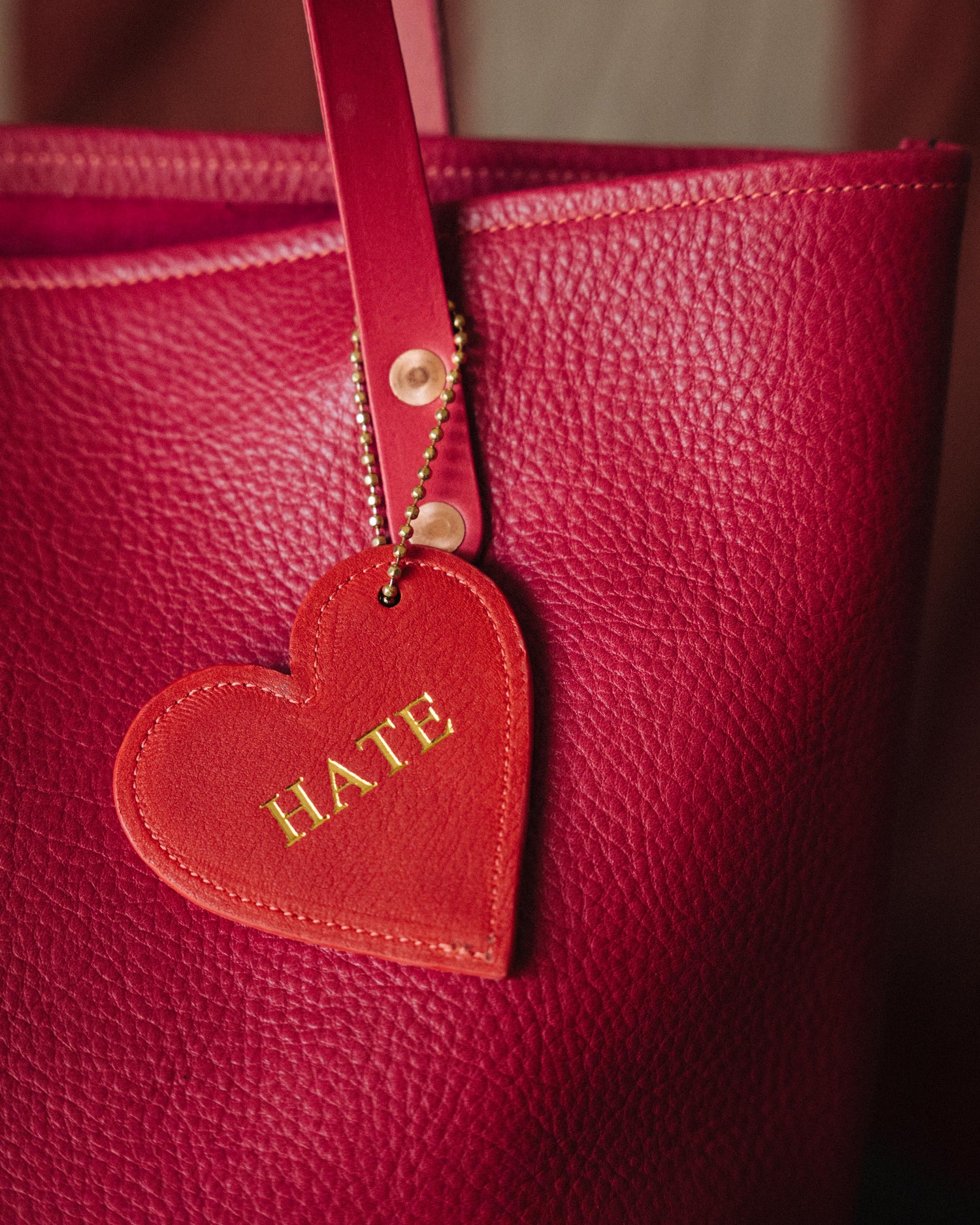 Love/Hate Leather Heart Tag- personalized luggage tags - custom luggage tags - KMM &amp; Co.