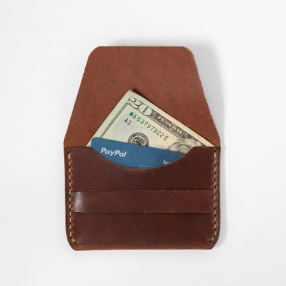 Medium Brown Flap Wallet- mens leather wallet - handmade leather wallets at KMM &amp; Co.