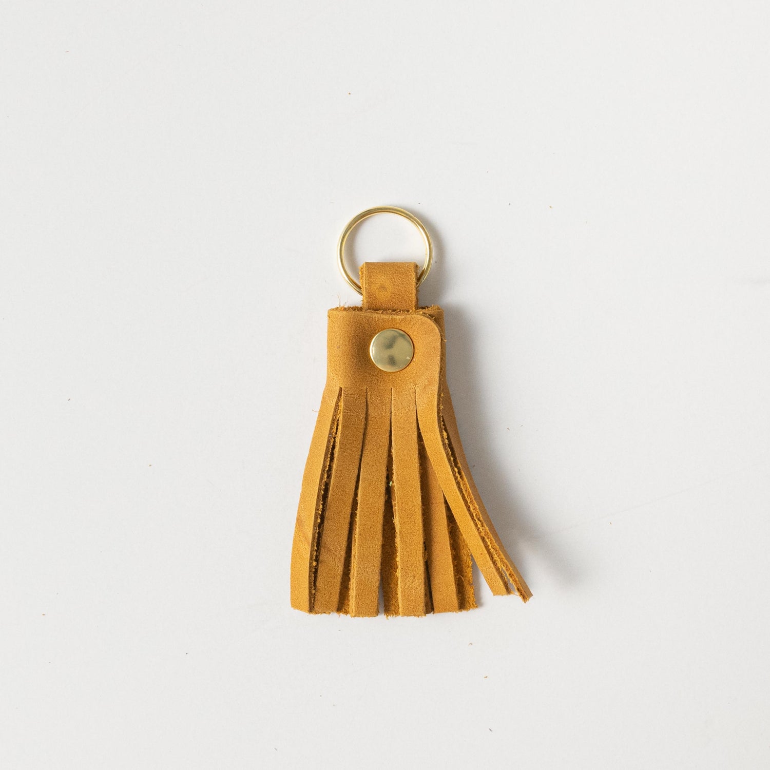 Mustard Tassel Keychain- leather tassel keychain - KMM &amp; Co.