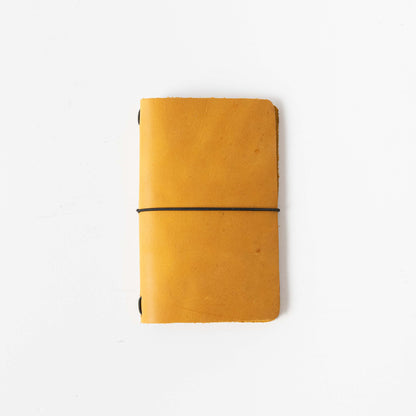 Mustard Travel Notebook- leather journal - leather notebook - KMM &amp; Co.