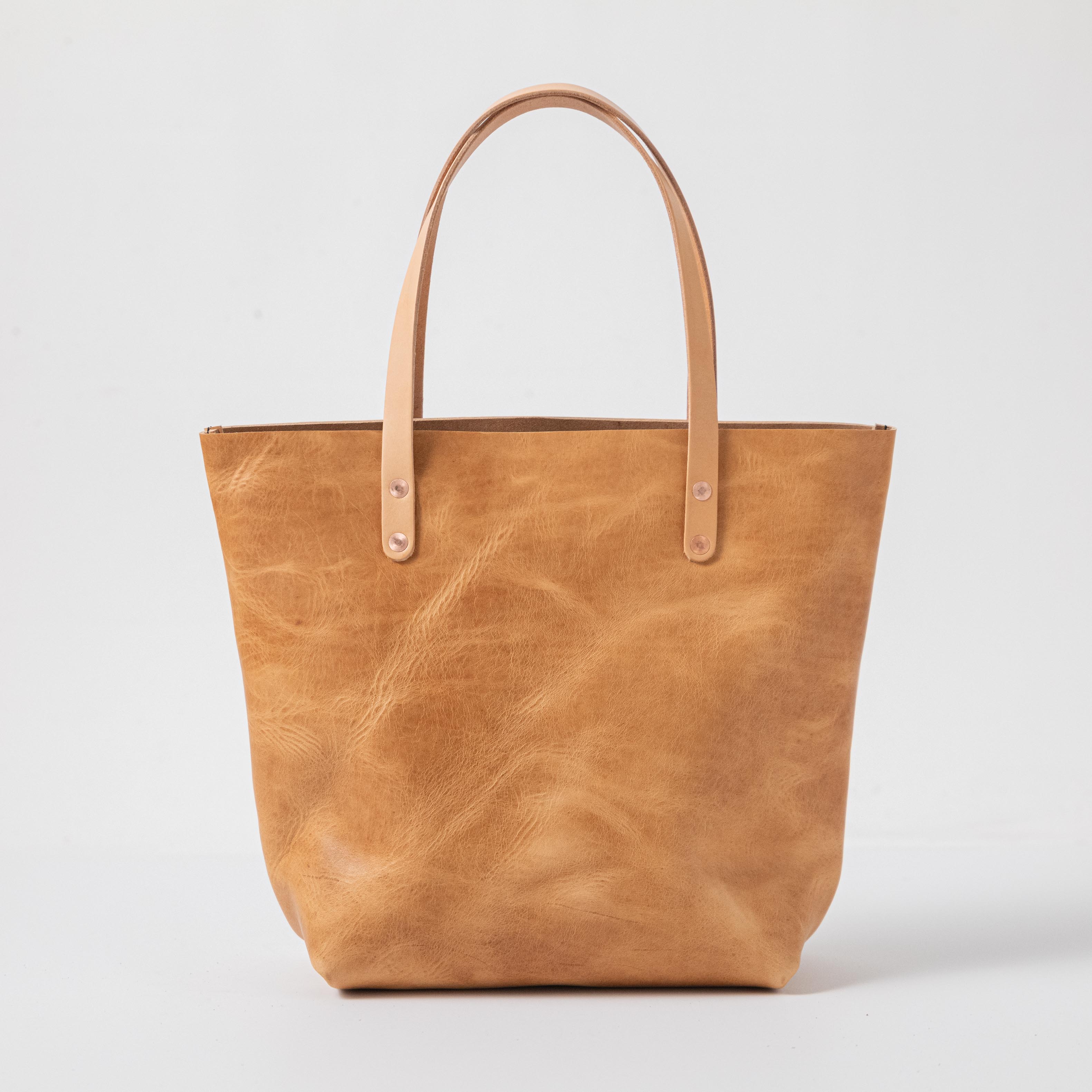 Natural Derby Travel Tote | Handmade Leather Tote Bags by KMM & Co.