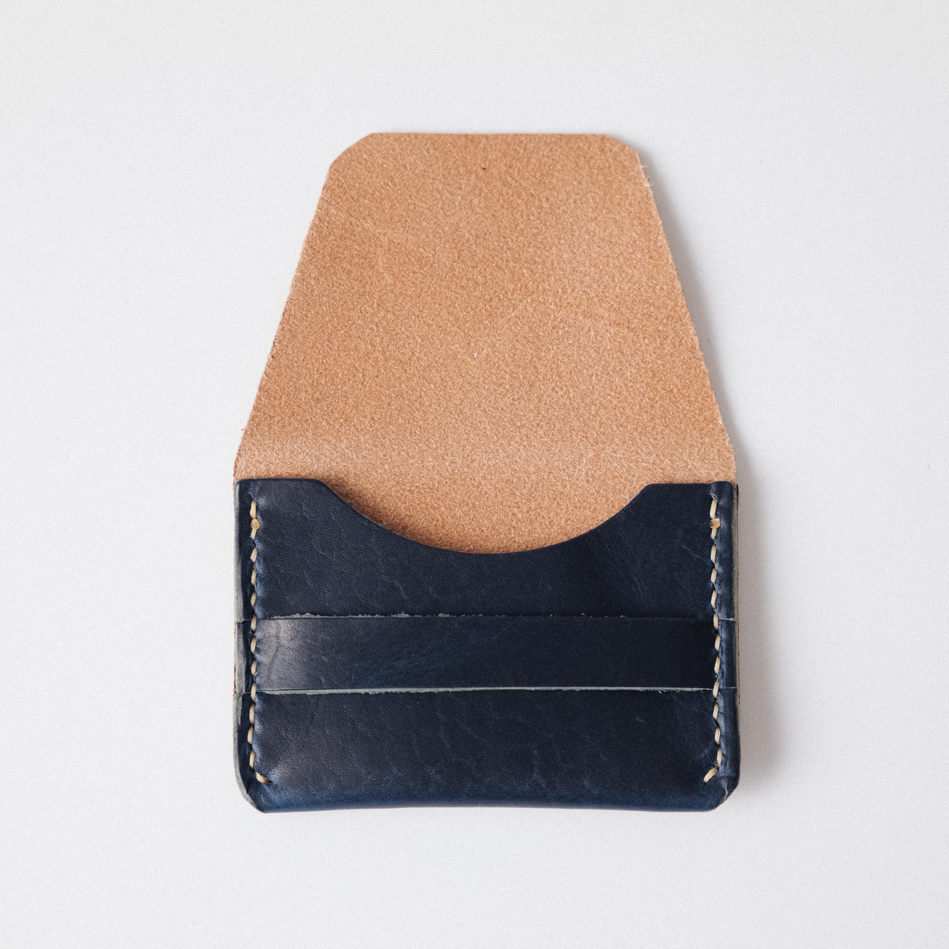 Natural/Cobalt Dublin Flap Wallet- mens leather wallet - handmade leather wallets at KMM &amp; Co.