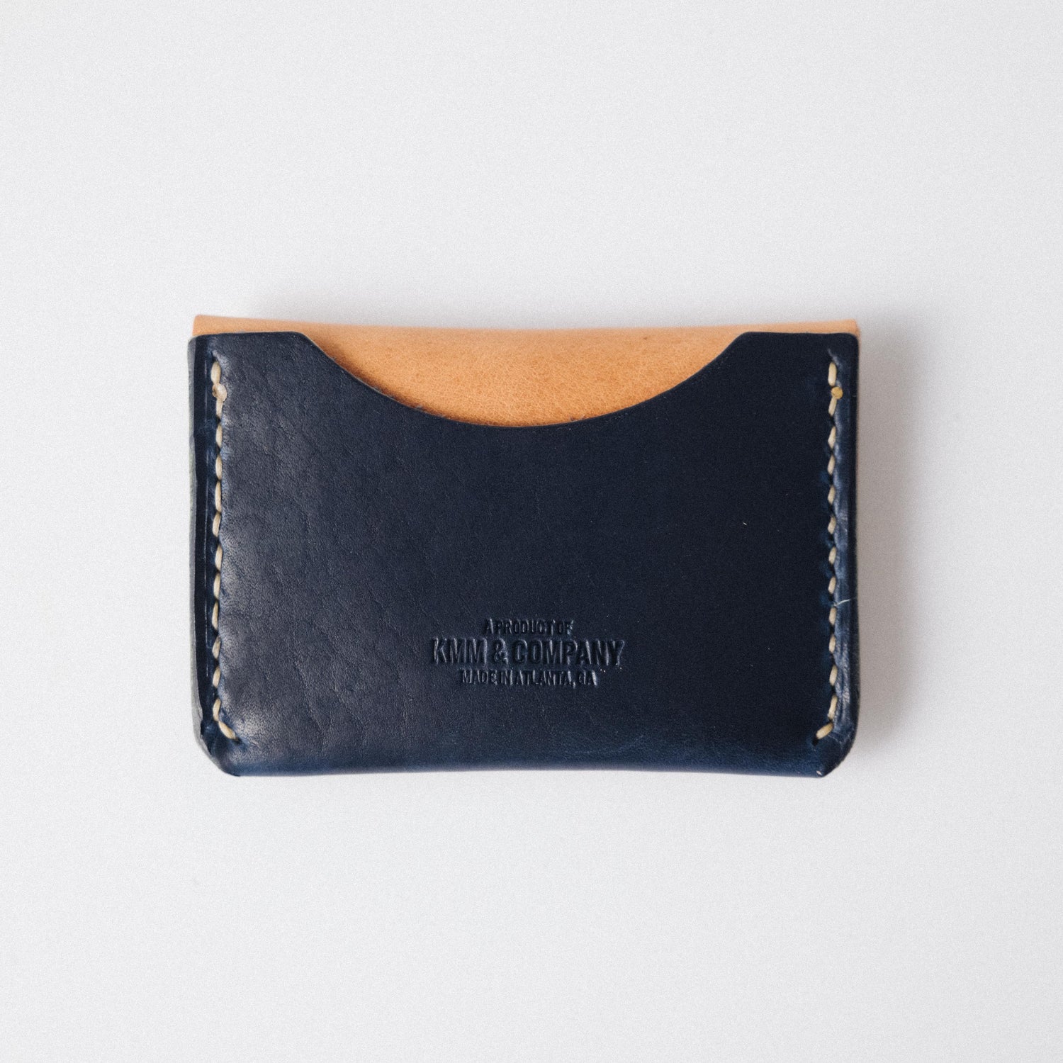 Natural/Cobalt Dublin Flap Wallet- mens leather wallet - handmade leather wallets at KMM &amp; Co.