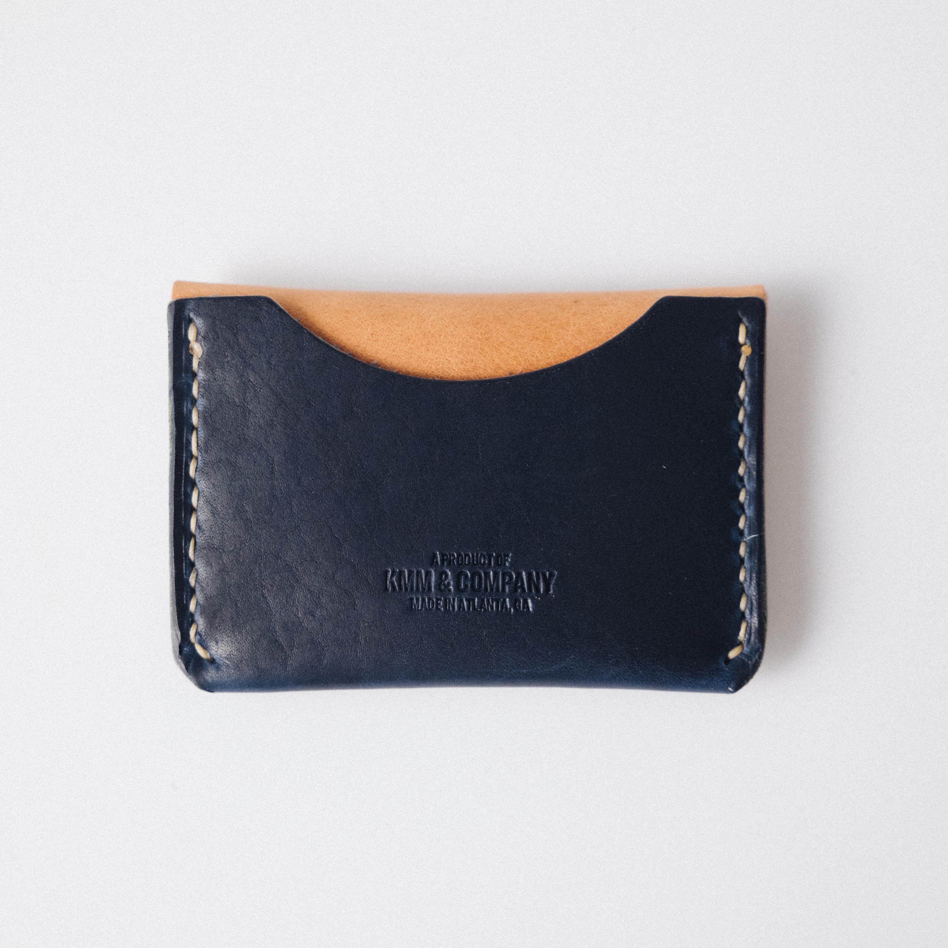 Natural/Cobalt Dublin Flap Wallet- mens leather wallet - handmade leather wallets at KMM &amp; Co.