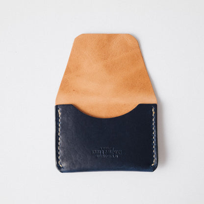 Natural/Cobalt Dublin Flap Wallet- mens leather wallet - handmade leather wallets at KMM &amp; Co.