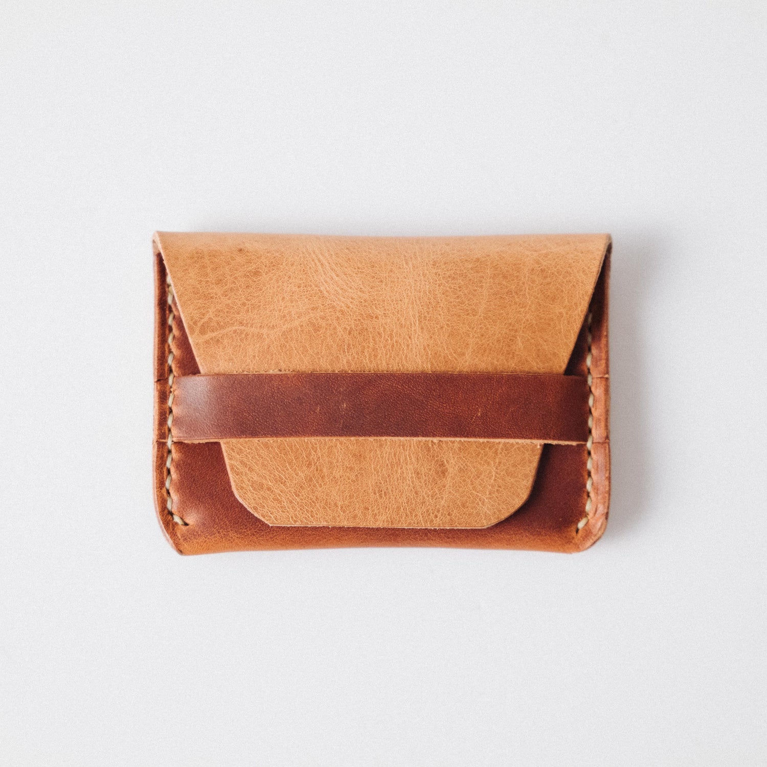 Natural/English Tan Dublin Flap Wallet- mens leather wallet - handmade leather wallets at KMM &amp; Co.