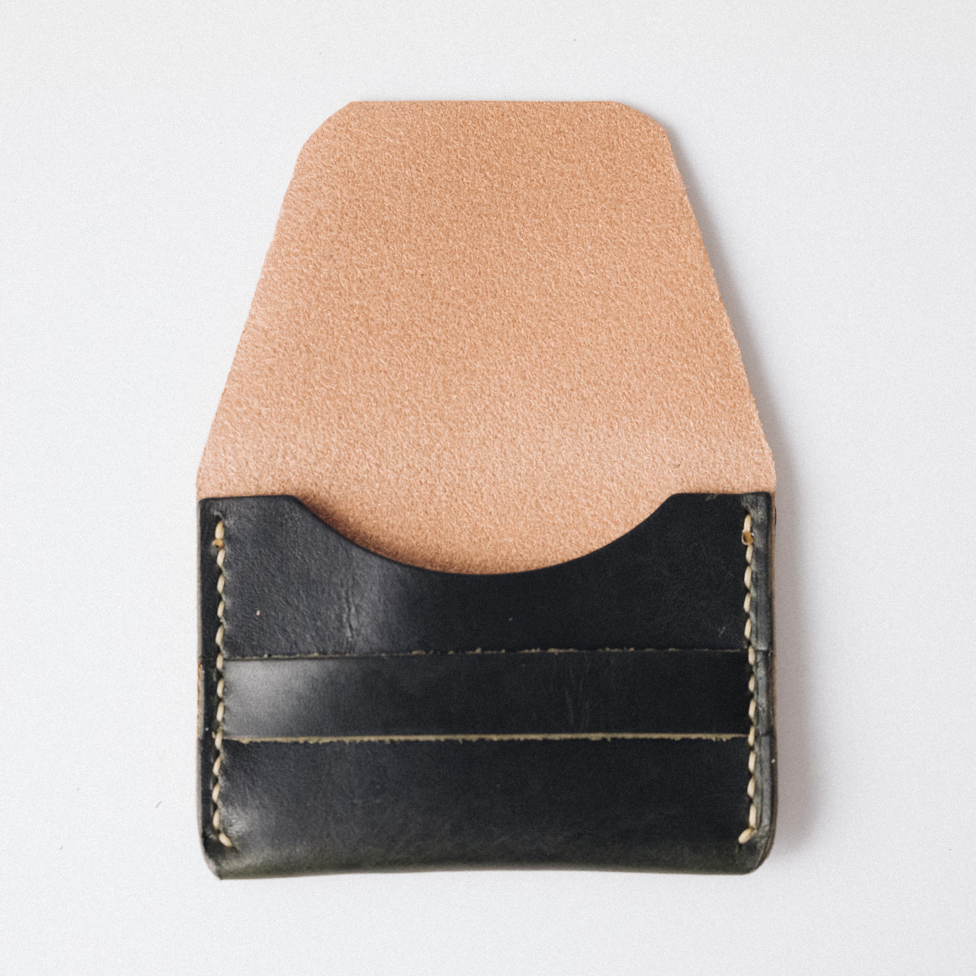 Natural/Green Dublin Flap Wallet- mens leather wallet - handmade leather wallets at KMM &amp; Co.