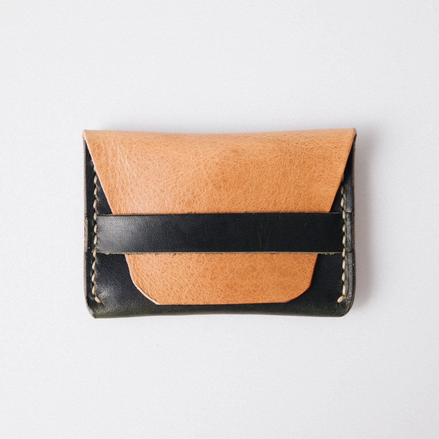 Natural/Green Dublin Flap Wallet- mens leather wallet - handmade leather wallets at KMM &amp; Co.