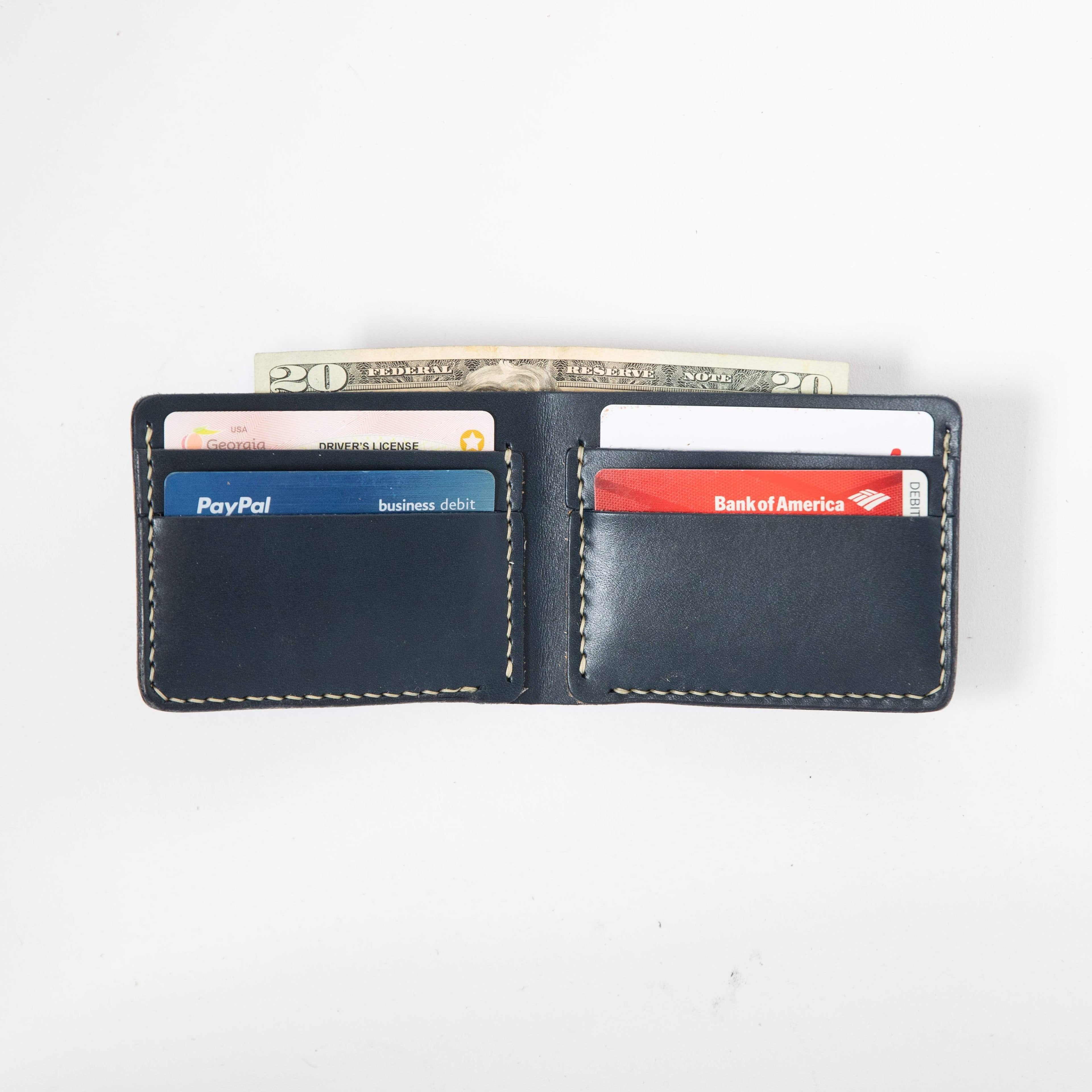Navy Billfold- leather billfold wallet - mens leather bifold wallet - KMM &amp; Co.