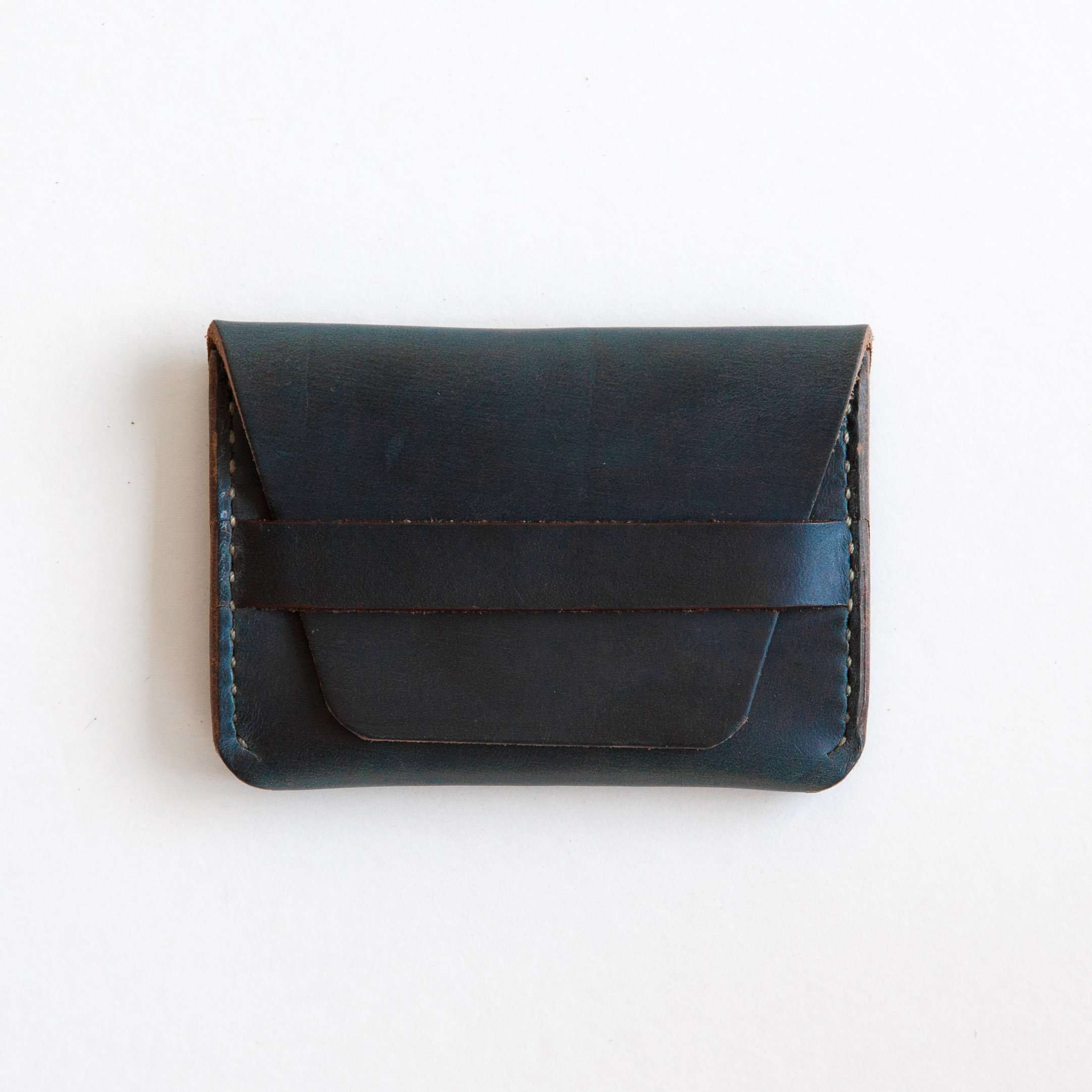 Navy Chromexcel Flap Wallet- mens leather wallet - handmade leather wallets at KMM &amp; Co.