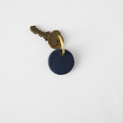 Navy Circle Key Fob- leather keychain - leather key holder - leather key fob - KMM &amp; Co.