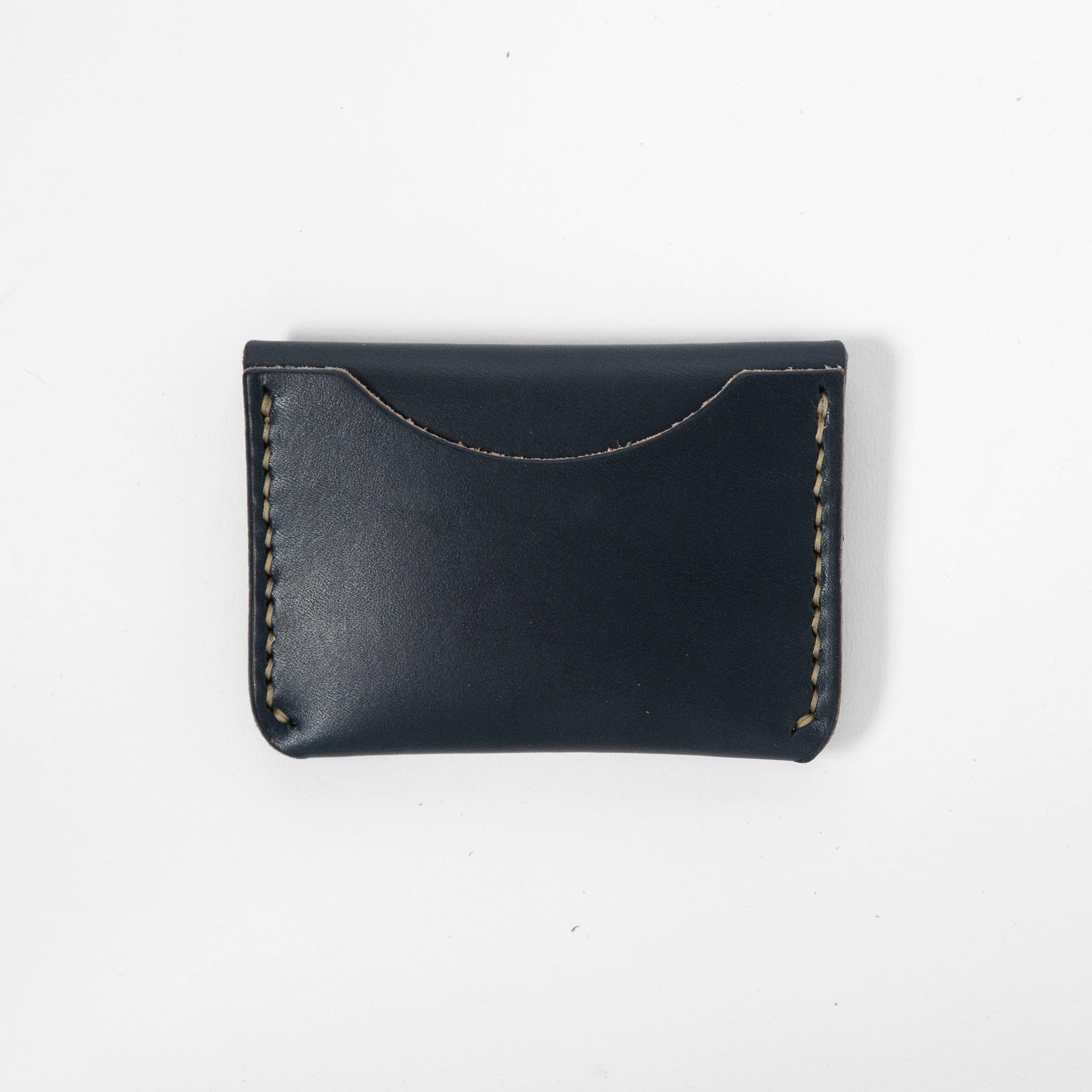 Navy Flap Wallet- mens leather wallet - handmade leather wallets at KMM &amp; Co.