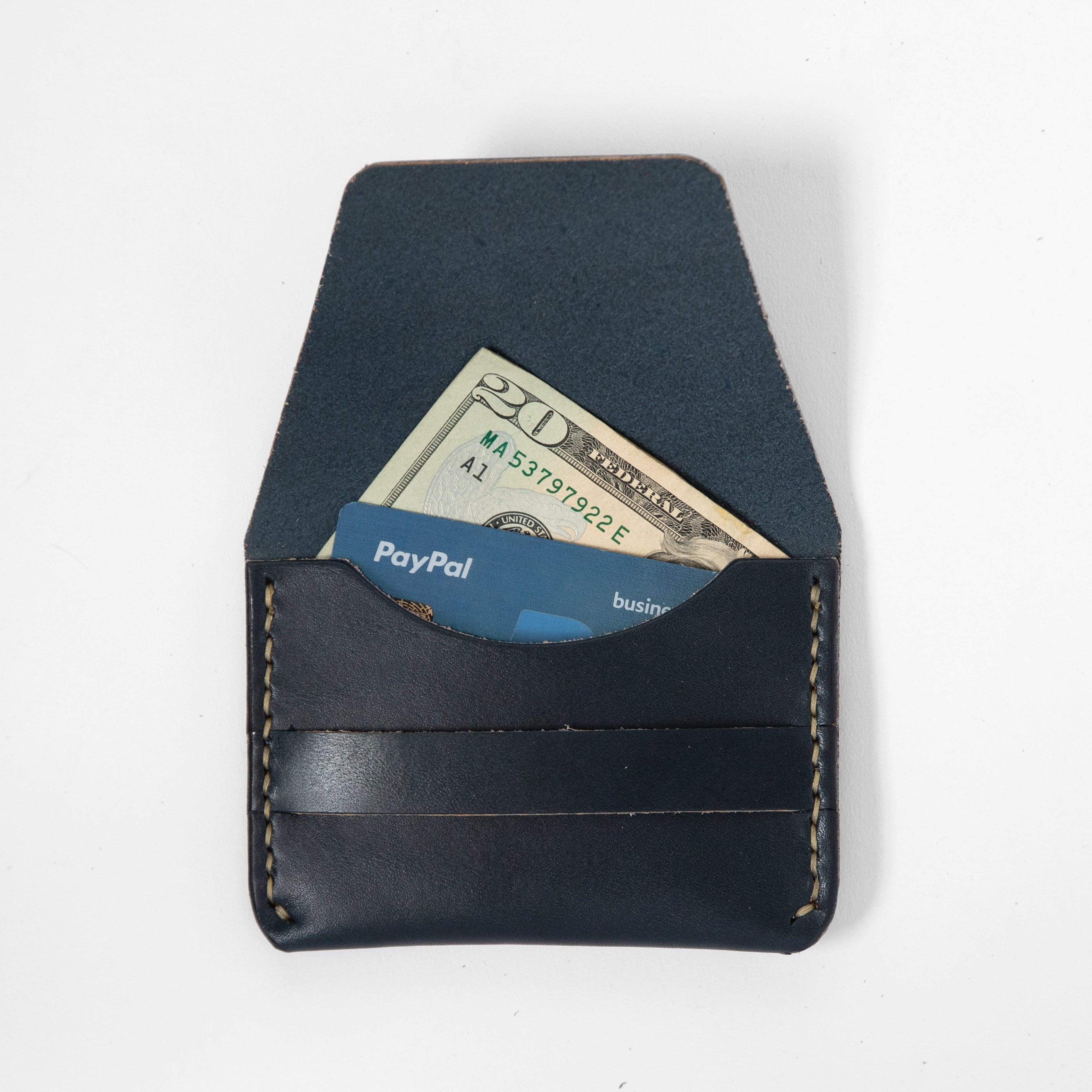 Navy Flap Wallet- mens leather wallet - handmade leather wallets at KMM &amp; Co.