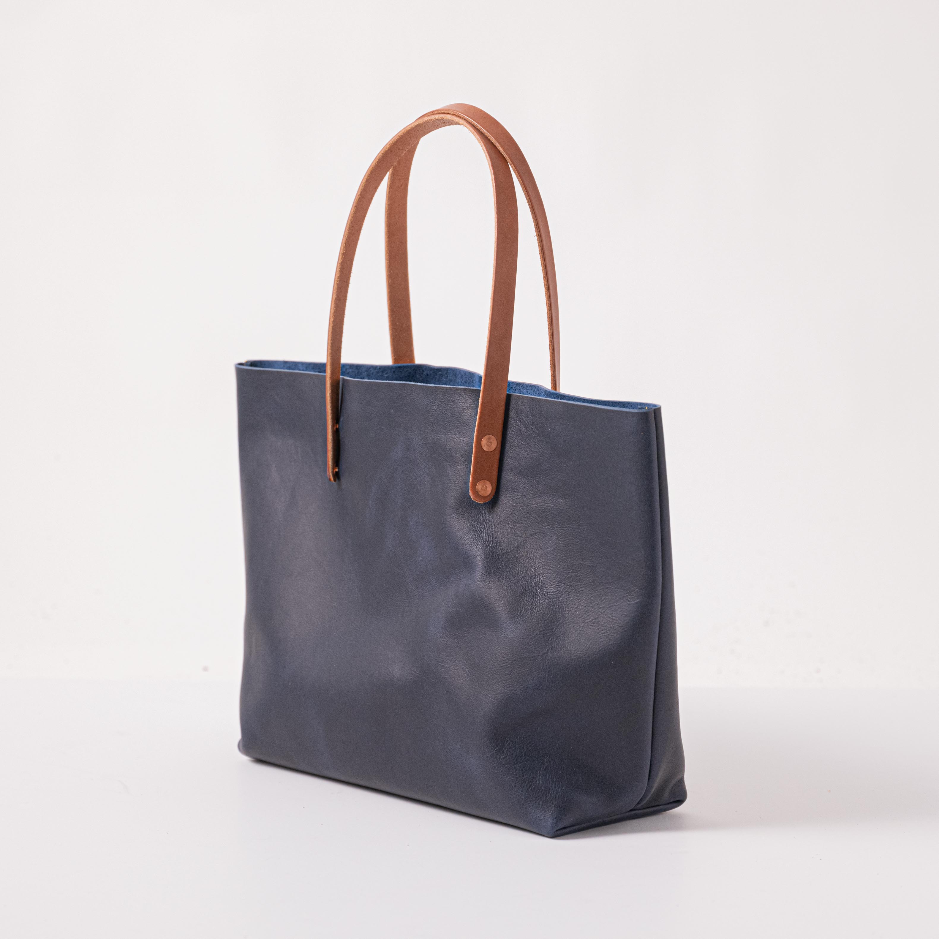 Navy Kodiak East West Tote- blue handbag handmade in America