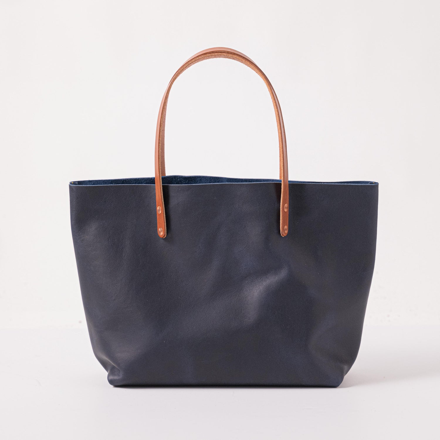 Romanian Navy Blue Shoulder Bag with Leather Straps
