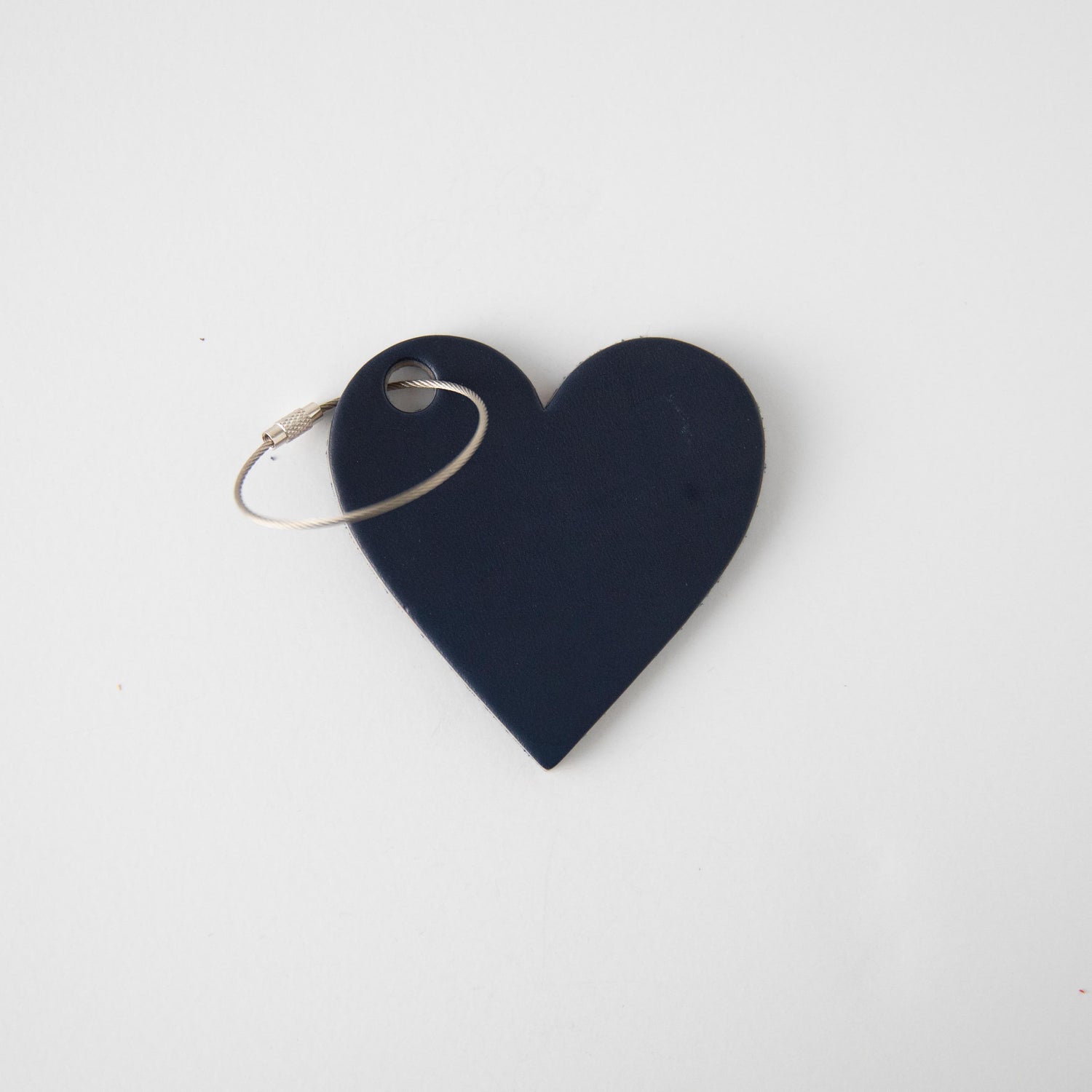 Navy Leather Heart Tag- personalized luggage tags - custom luggage tags - KMM &amp; Co.